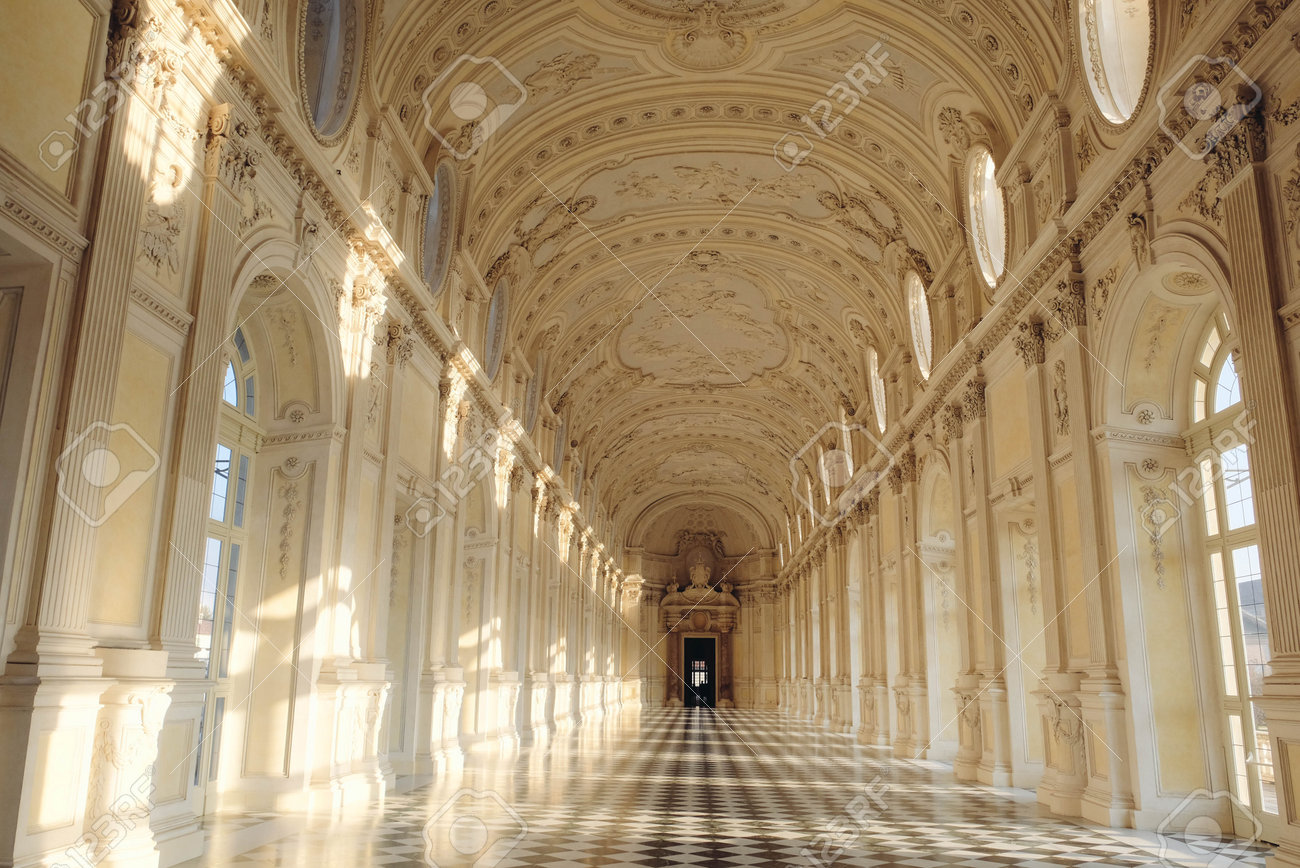 Venaria Reale, Italy - luxury interior old royal palace. Gallery