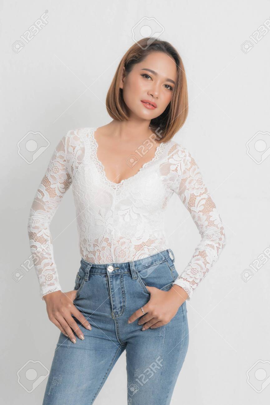 lace body and jeans