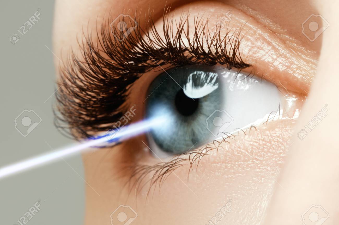 Laser vision correction. Woman's eye. Human eye. Woman eye with laser correction. Eyesight concept. Future technology, medicine and vision concept - 78058478 Laser vision correction. Woman's eye. Human eye. Woman eye with laser correction. Eyesight concept. Future technology, medicine and vision concept - 78058478