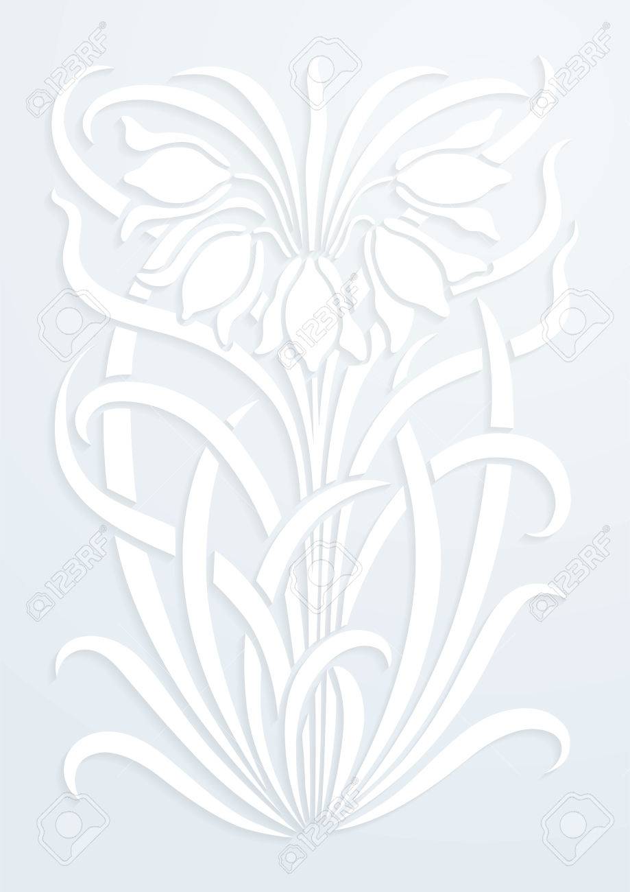 white paper floral ornament silhouette of flowers figure bouquet paper flower stencil