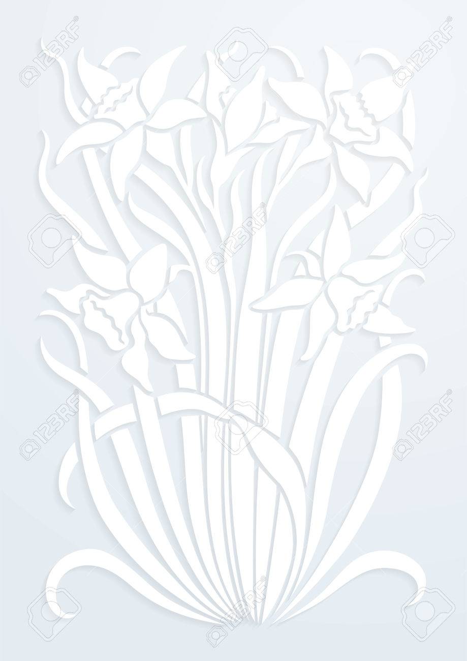 white paper floral ornament silhouette of flowers figure bouquet paper flower stencil