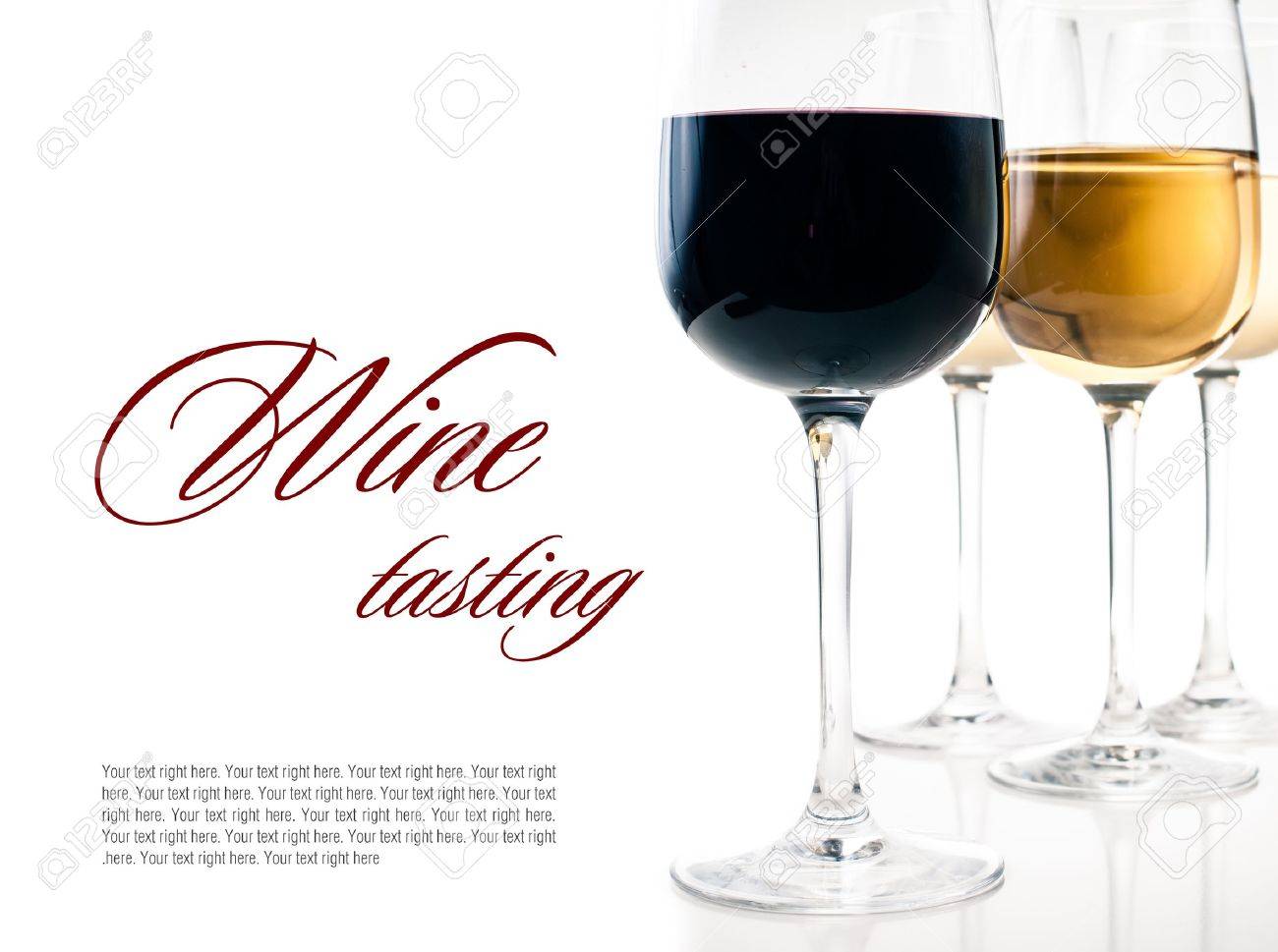 Wine Tasting A Few Glasses Of Red And White Wine Close Up On