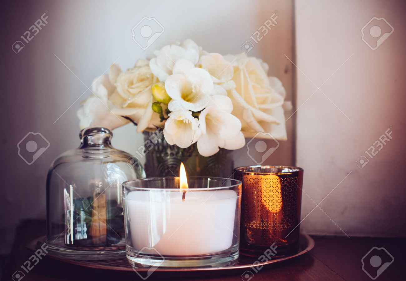 Candles Home Decor home decor candle holders inspiring interior design Bouquet Of White Flowers In A Vase Candles On Vintage Copper Tray Wedding Home Candles Home Decor hearthstone diagonal cut gl candle holders modern candleholders ad 02 elegant living room home decor Bouquet Of White Flowers In A Vase Candles On Vintage Copper Tray Wedding Home