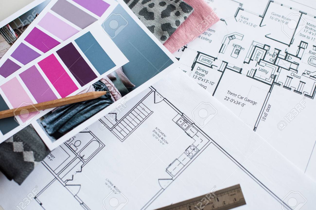 interior designer s working table an architectural plan of the