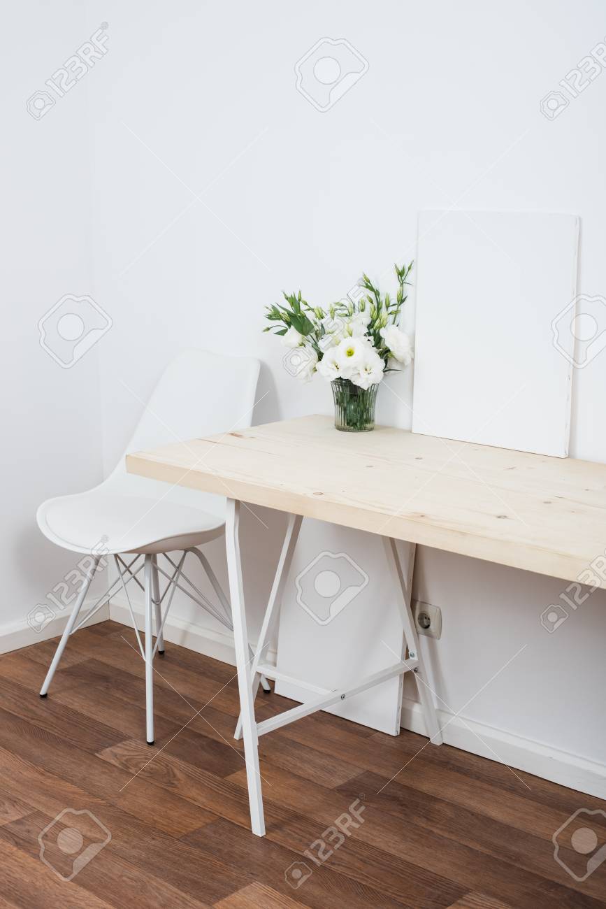 White Scandinavian Interior Decor Closeup: Empty Walls, Designer ... White Scandinavian Interior Decor Closeup: Empty Walls, Designer ...