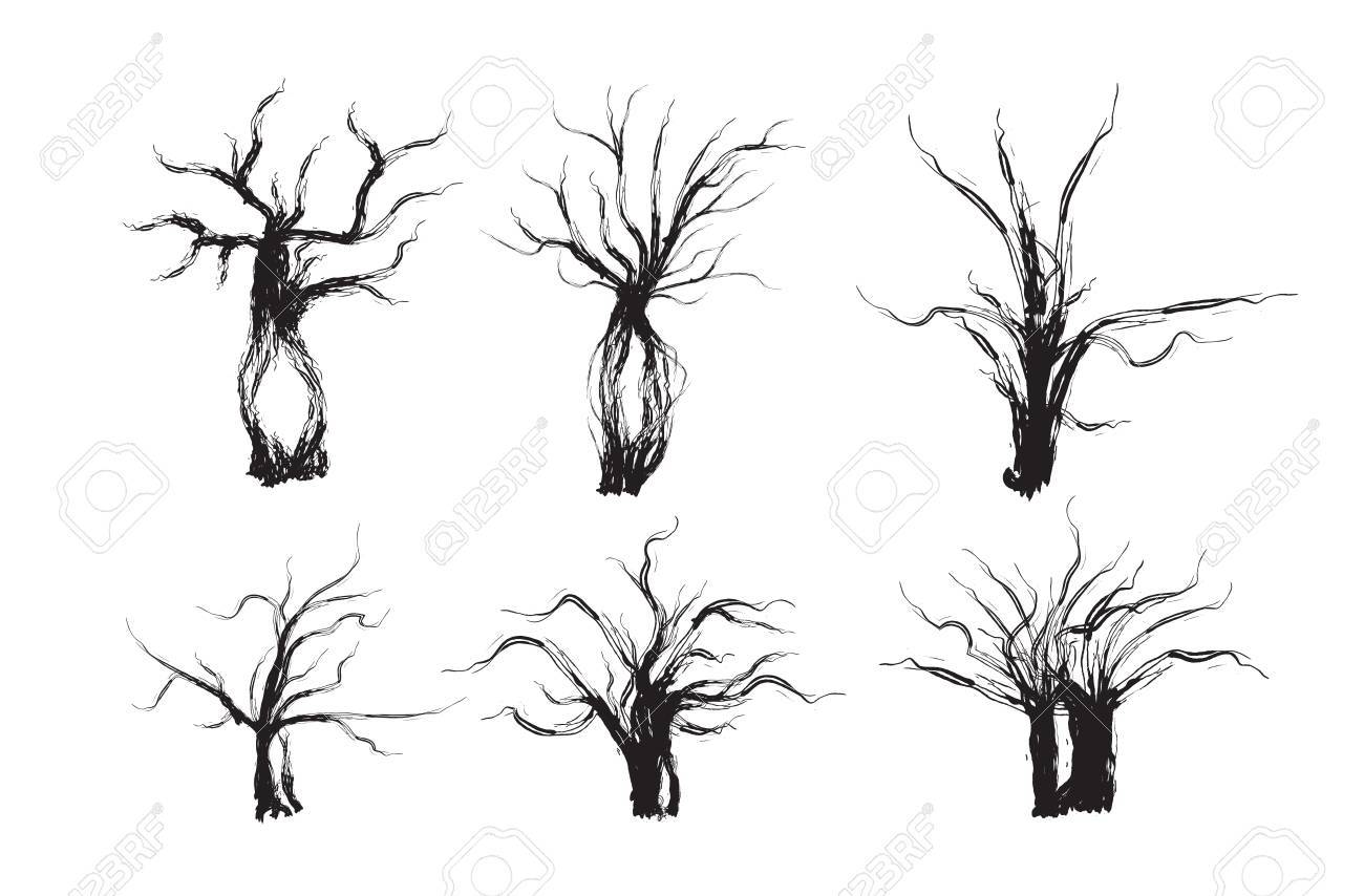spooky tree set halloween tree vector illustration royalty free