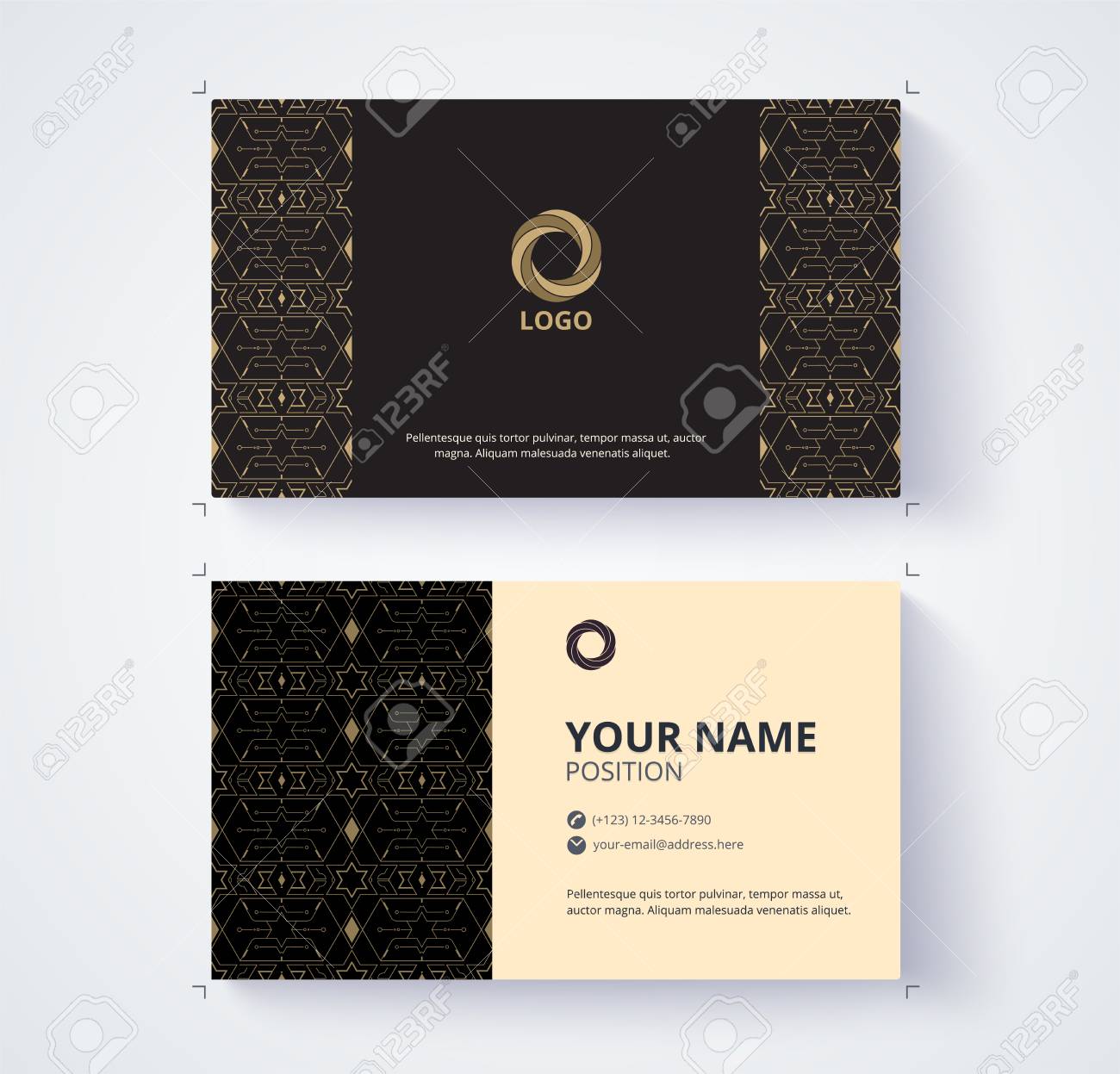 business card template example logo and text position vector example name card