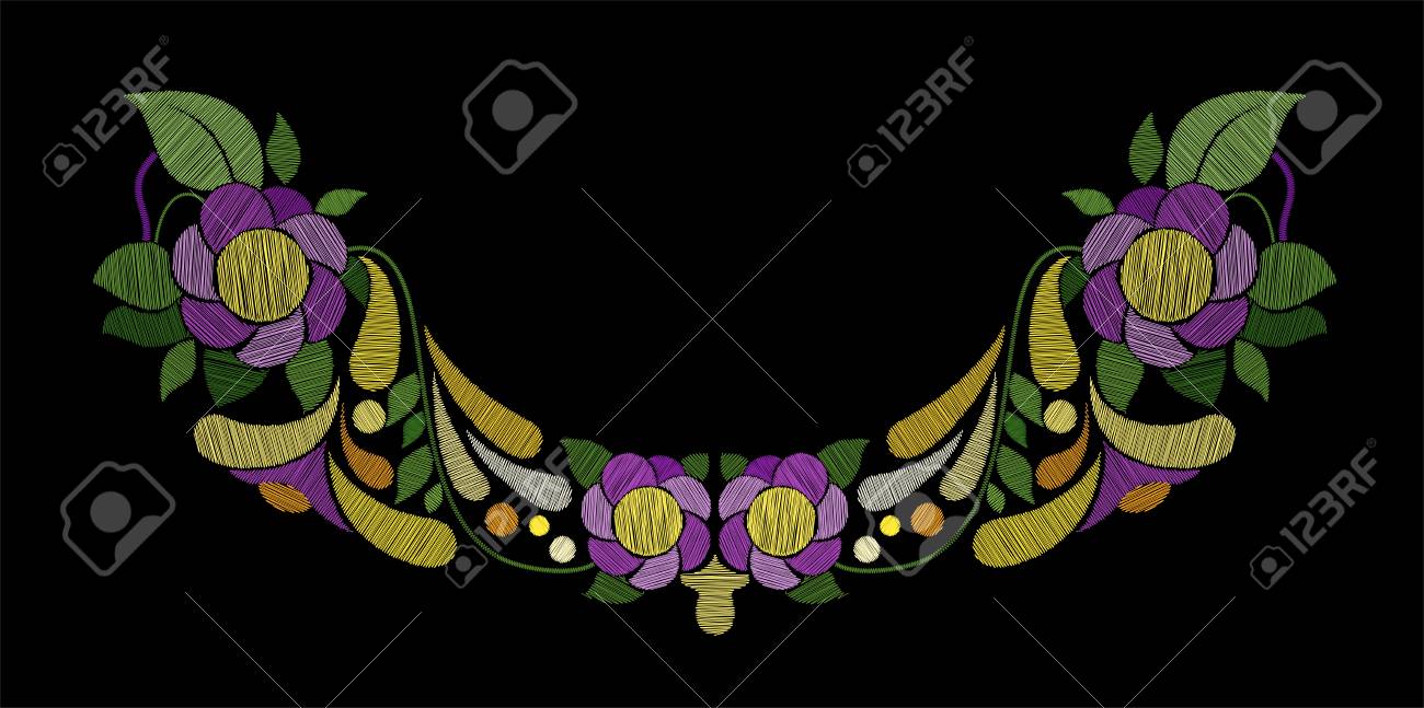 Dessins De Fleur De Tulipe De Broderie Collection Déléments Matelassés Pour Les Correctifs Et Les Autocollants