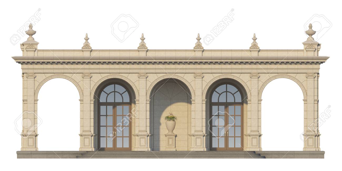 Saulengang Von Einem Stein Mit Ionischen Pilastern Auf Einem