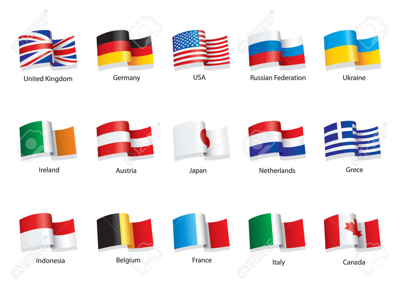 イギリス 米国 ドイツ イタリア ロシア ウクライナなどの別の世界の国の旗ギリシャなど の写真素材 画像素材 Image