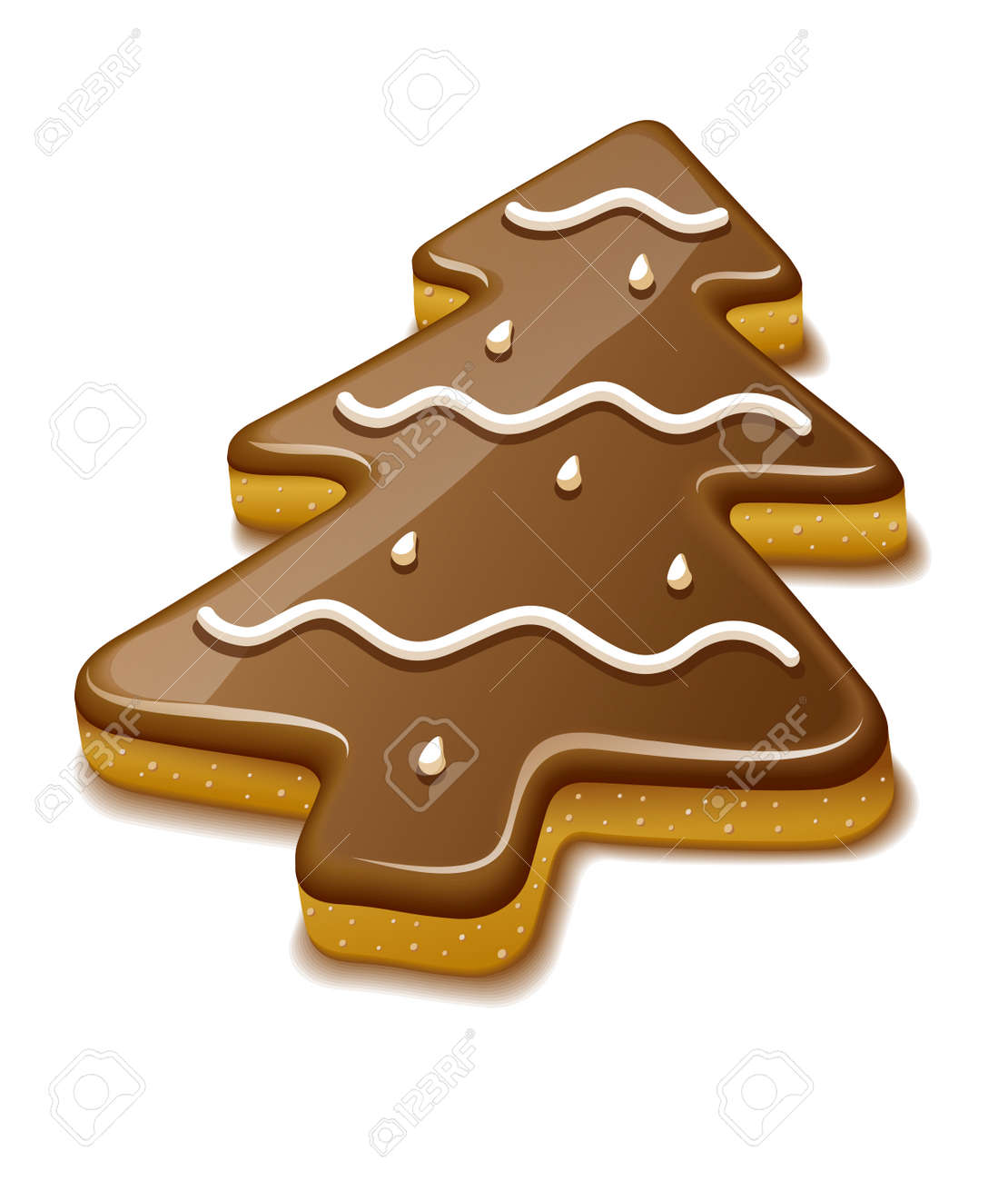 クリスマス ツリーの形でクリスマスのビスケットのクッキー Eps10 ベクトル イラスト 白い背景で隔離 のイラスト素材 ベクタ Image
