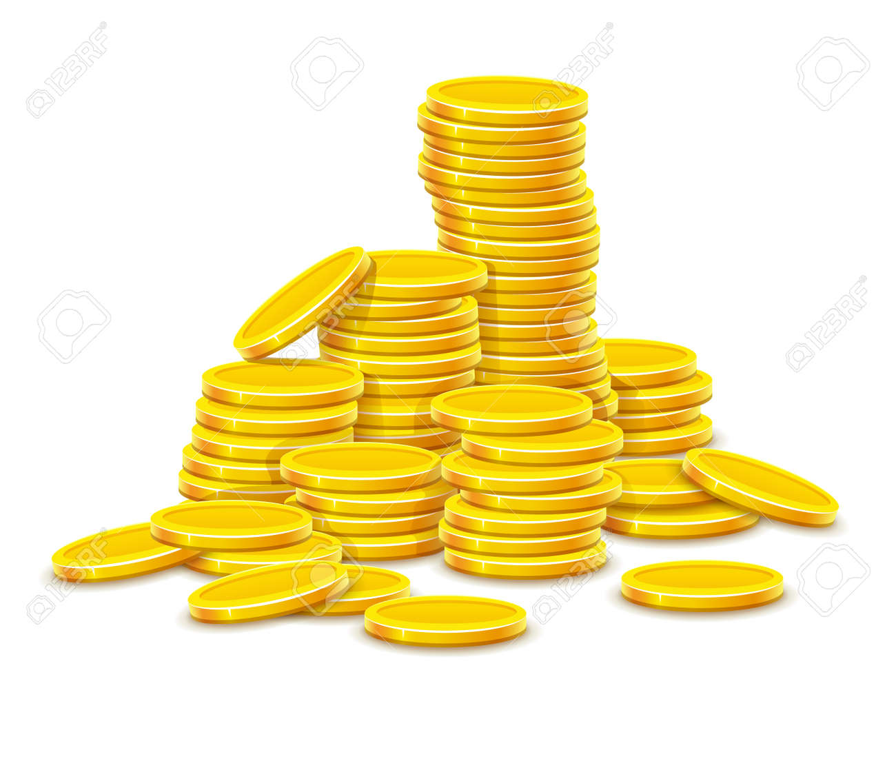Gold Coins Cash Money In Rouleau. Isolated On White Background Royalty Free  SVG, Cliparts, Vectors, and Stock Illustration. Image 43151267., image size:1300x1104