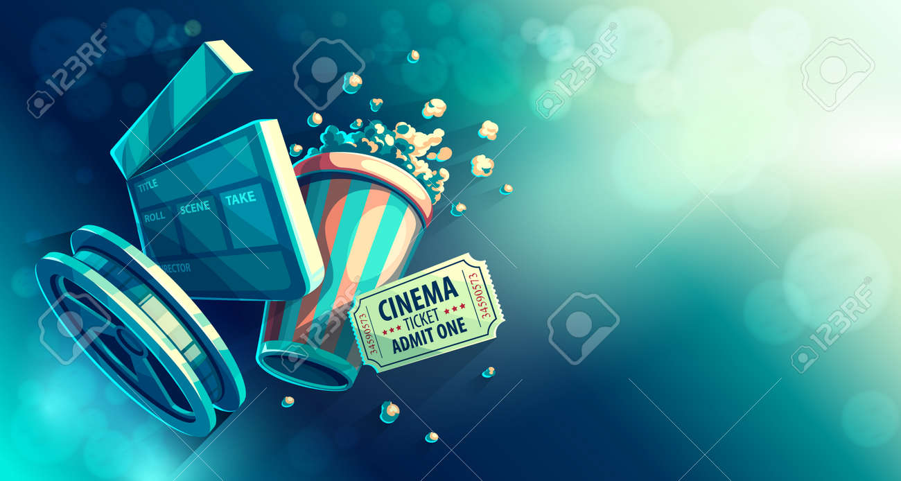 Online cinema art movie watching with popcorn and film-strip cinematograph concept vintage retro colors vector illustration, eps10 - 72321698 Online cinema art movie watching with popcorn and film-strip cinematograph concept vintage retro colors vector illustration, eps10 - 72321698