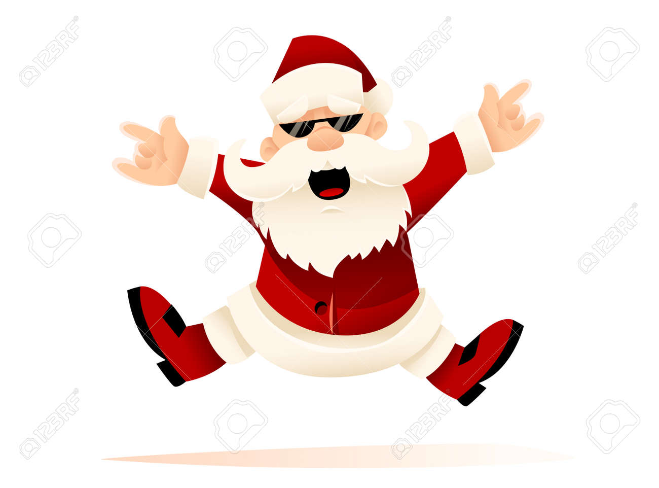 Cool Christmas Santa Claus Dancing Party. Funny Cartoon Character For  Holiday Celebration. Stock. Isolated On White Transparent Background.  Vector Illustration. Клипарты, SVG, векторы, и Набор Иллюстраций Без Оплаты  Отчислений. Image 159701285