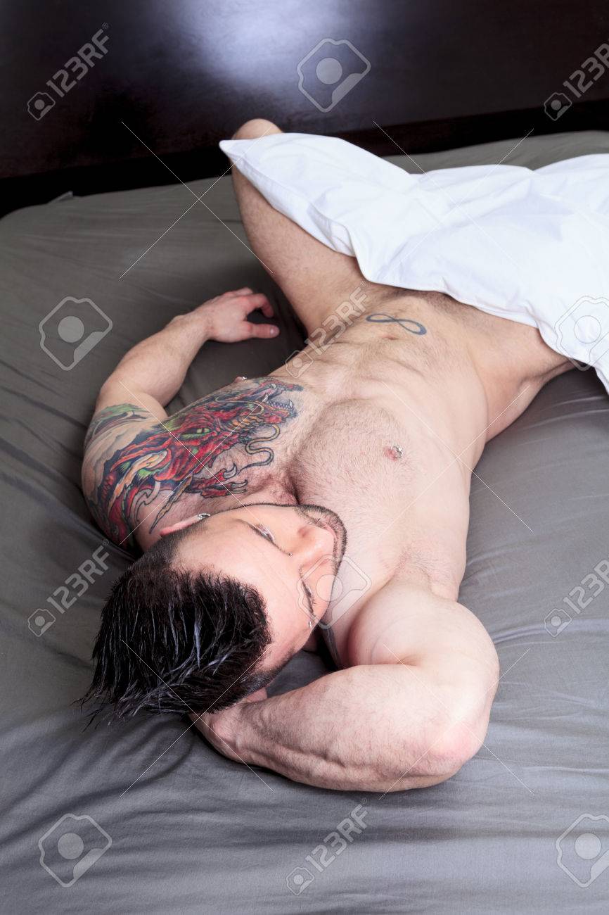 he resting in bed naked