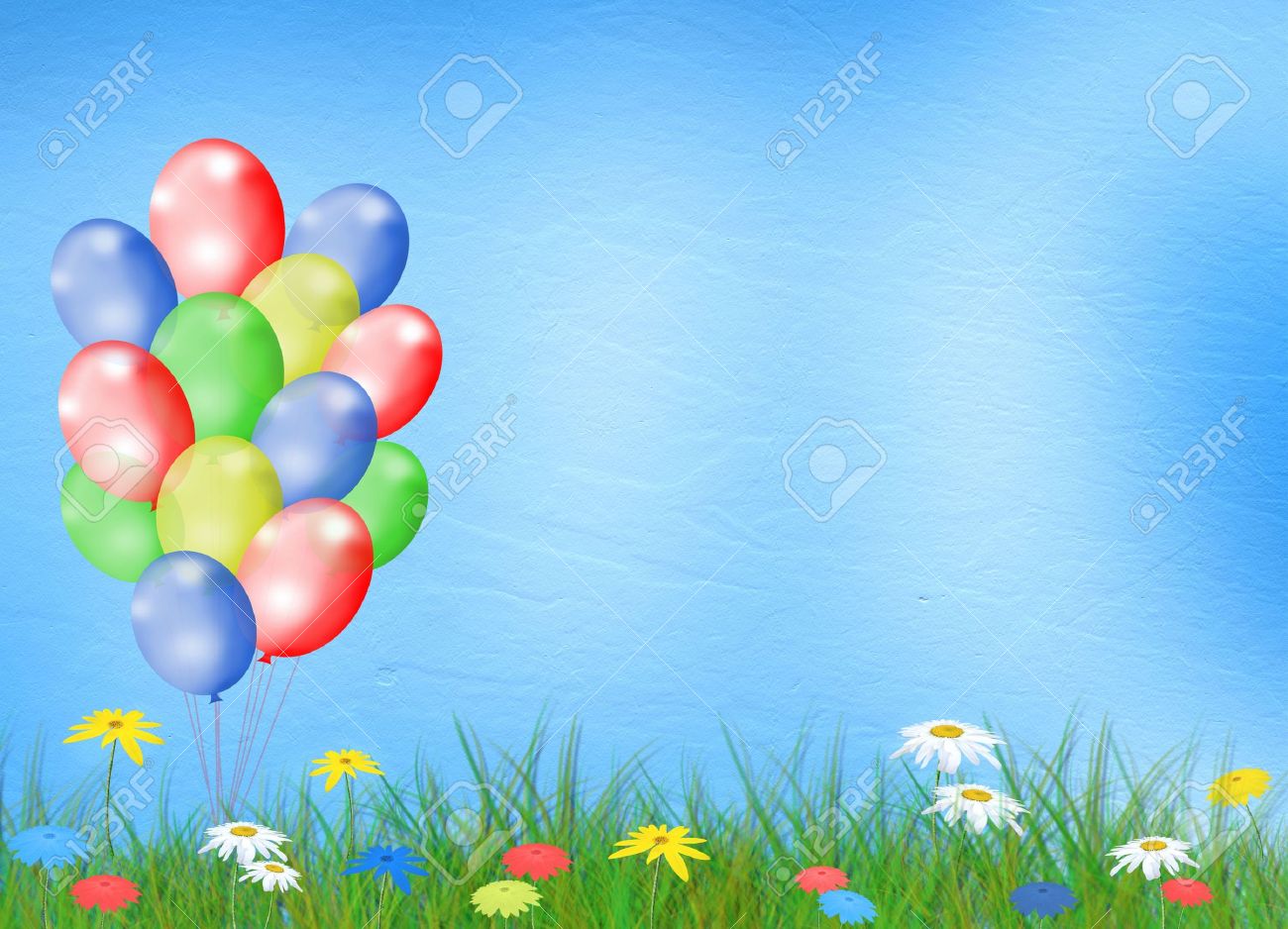 Bright Multicolored Background With Balloon And Flowers Stock Photo,  Picture and Royalty Free Image. Image 6505791., image size:1300x938