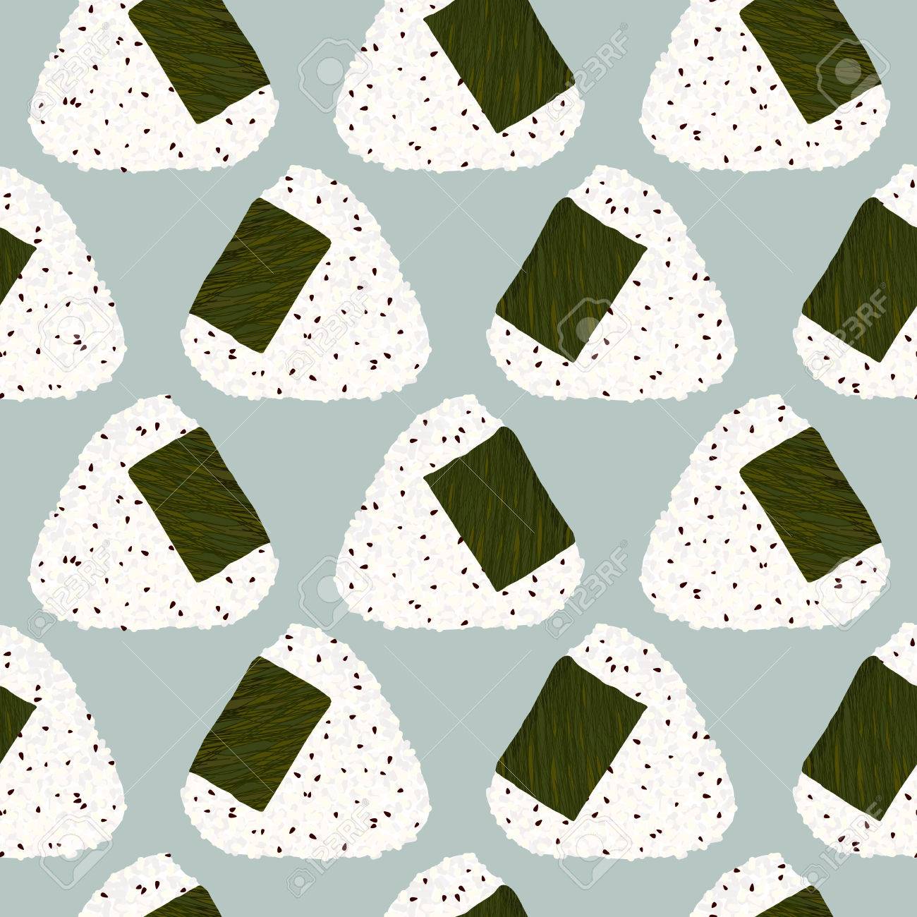 Onigiri Bolas De Arroz Japones Con Semillas De Sesamo Patron Transparente Aperitivo Asiatico Almuerzo Textura Triangulo De Bolas De Arroz Con Semillas De Sesamo Envueltos Con Alga Nori Para Fondos De Escritorio