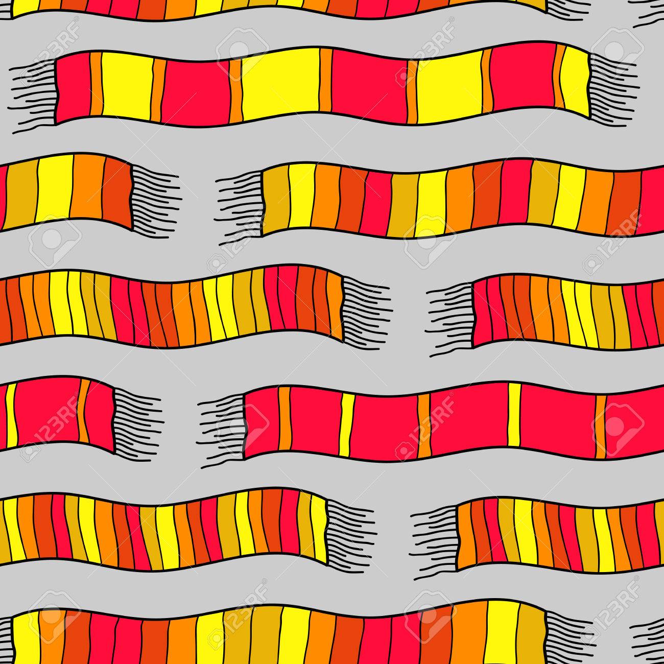 Illustration Drôle De Couleur Chaude Avec Des Foulards Pour La ... Illustration Drôle De Couleur Chaude Avec Des Foulards Pour La ...