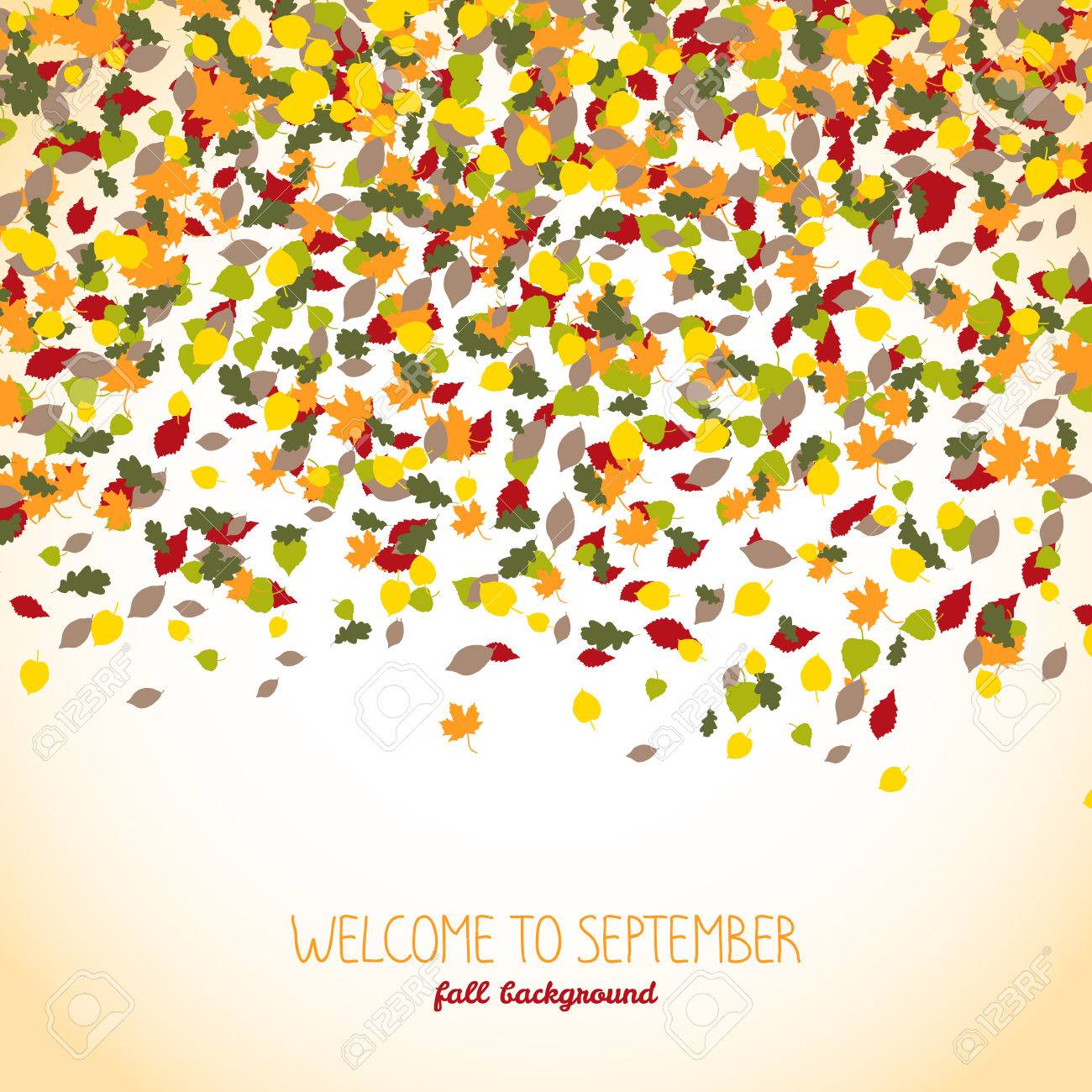 welcome to september autumn banner falling leaves warm background