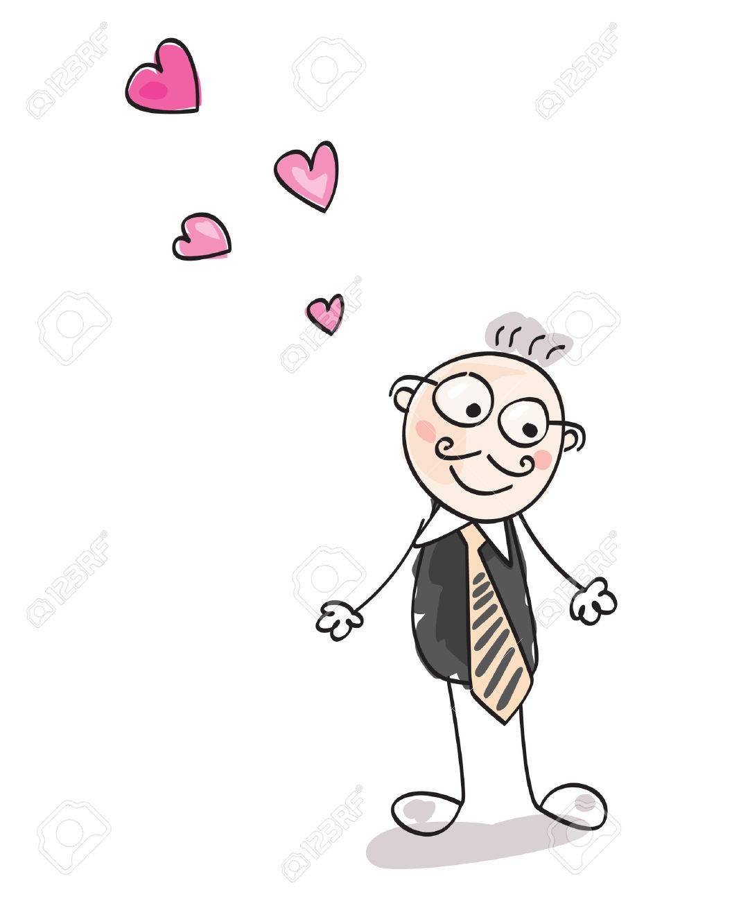 幸せな父の文字 落書き漫画のキャラクター ベクトル イラスト のイラスト素材 ベクタ Image