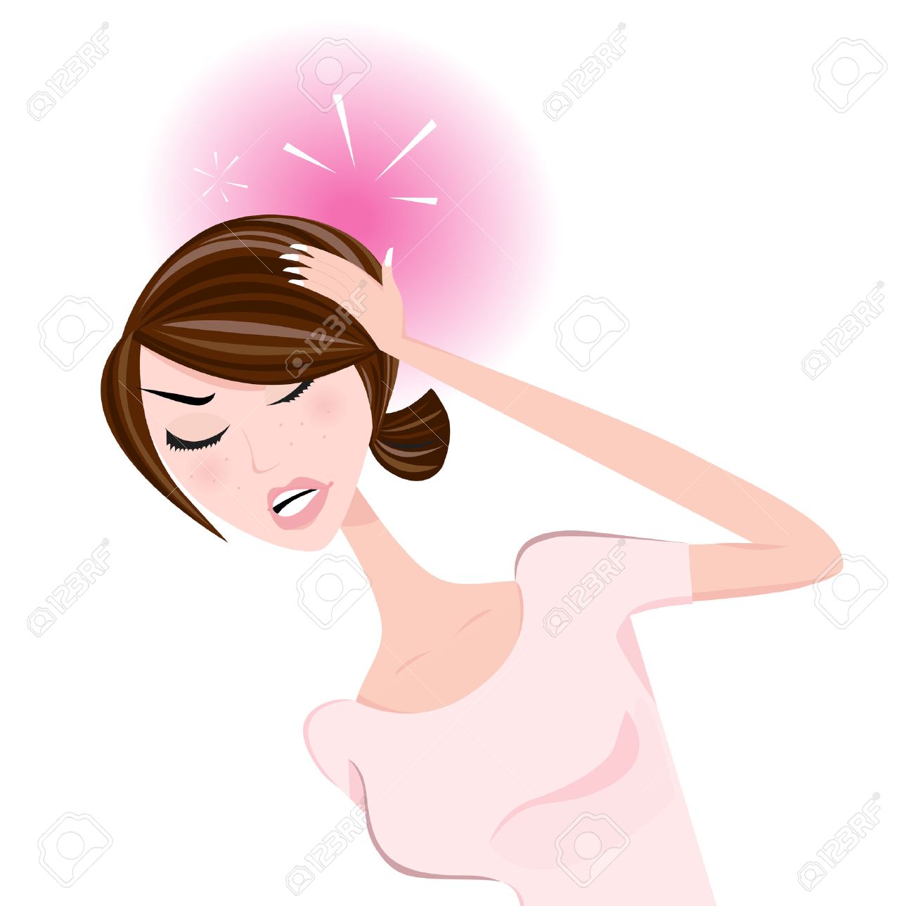 Frau Mit Kopfschmerzen Betonen Sie Junge Frau Mit Schmerzen In Arbeit Scheidung Unglucklichen Liebe Oder Gesundheit Probleme Lizenzfrei Nutzbare Vektorgrafiken Clip Arts Illustrationen Image 6810286
