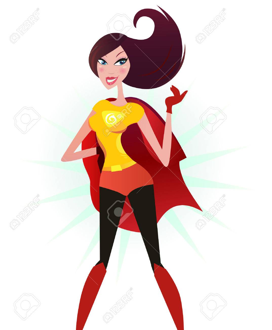 Sexy superhero in red costume. Superwoman in red cape - strong and powerful. Vector Illustration of super woman isolated on white background. - 8276393 Sexy superhero in red costume. Superwoman in red cape - strong and powerful. Vector Illustration of super woman isolated on white background. - 8276393