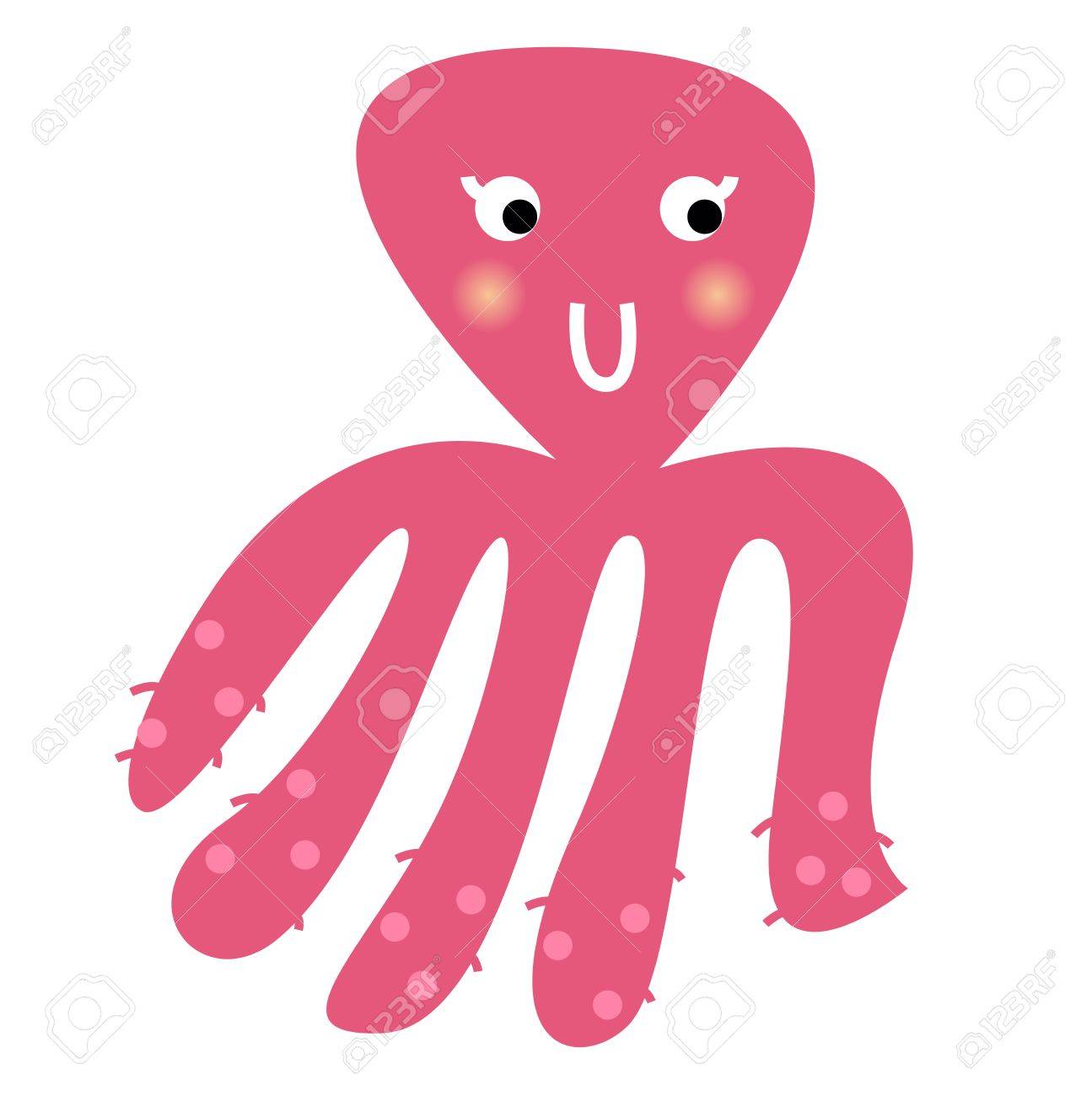 子供のため美しいかわいいピンクのタコ ベクトル漫画イラストのイラスト素材 ベクタ Image