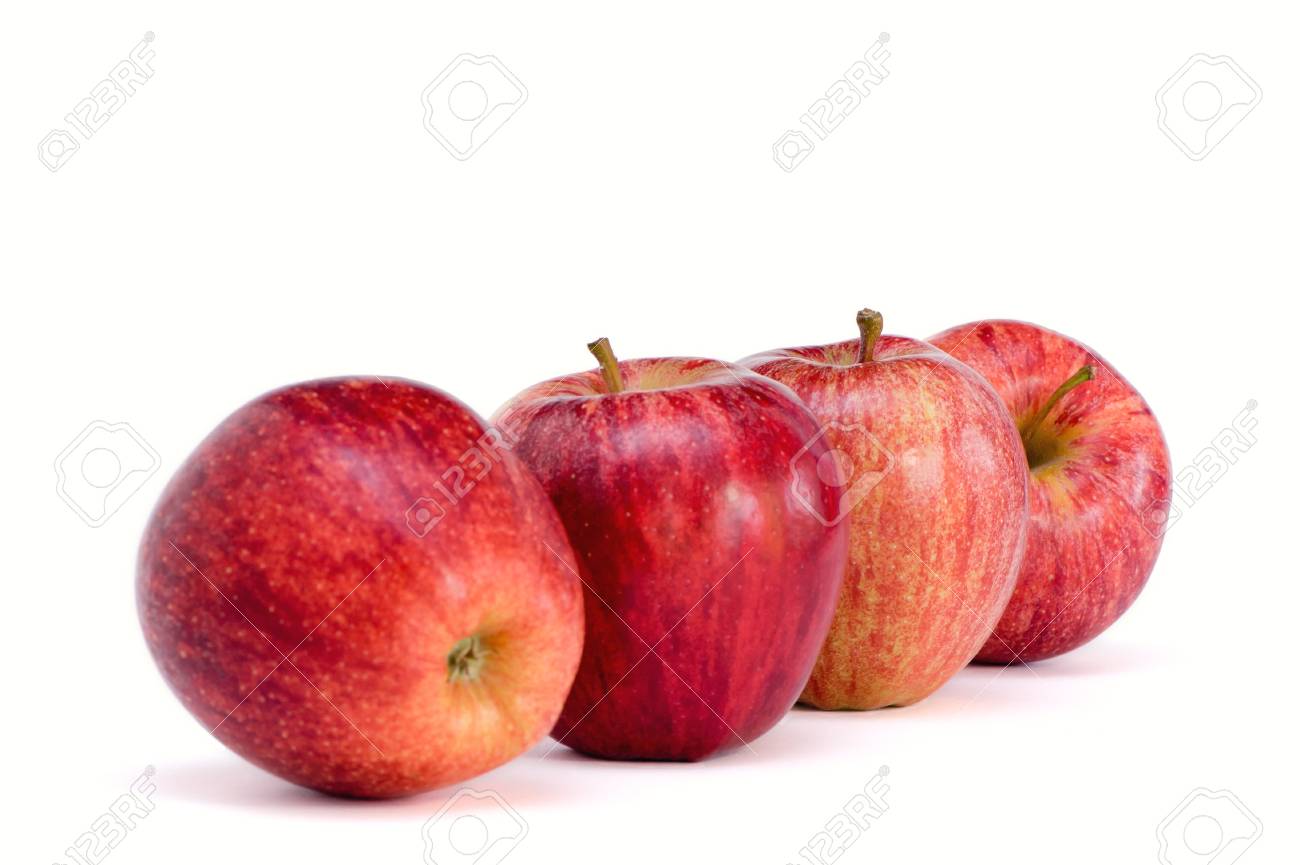 four apples isolated on the white background stock photo picture