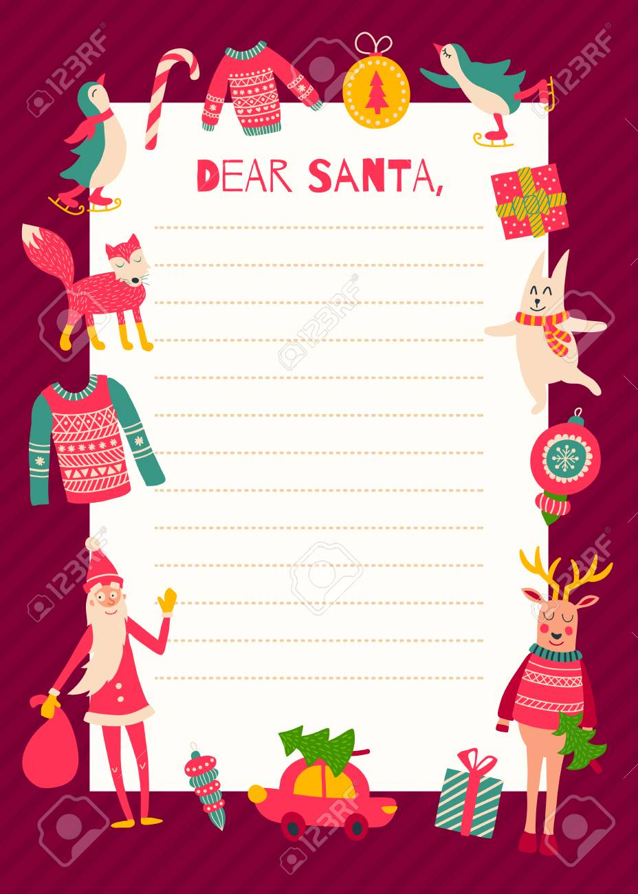 vector template of a christmas letter to santa claus royalty free letter to santa template