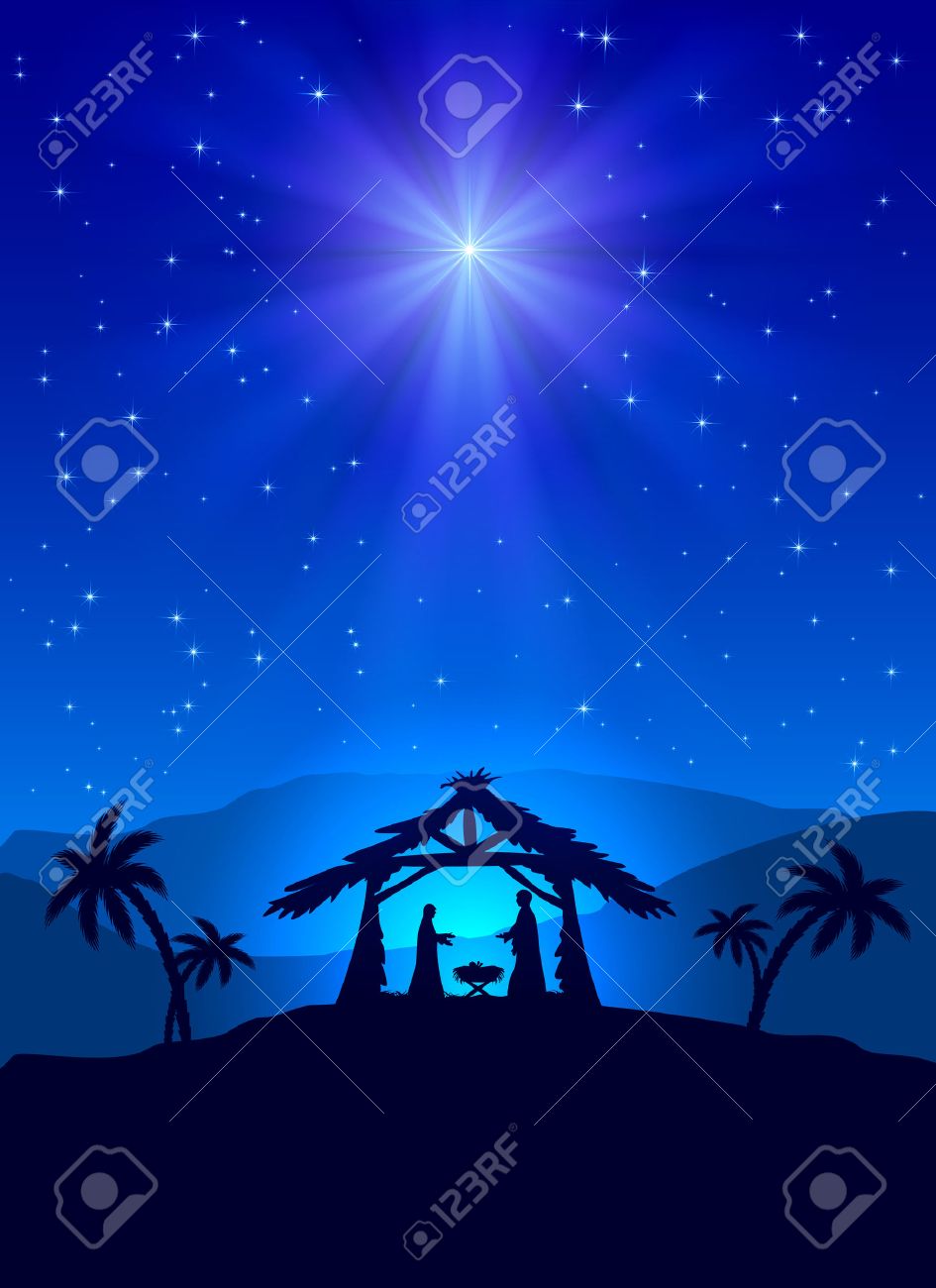 Christian Christmas Night With Shining Star And Jesus Illustration Royalty Free Cliparts Vectors And Stock Illustration Image