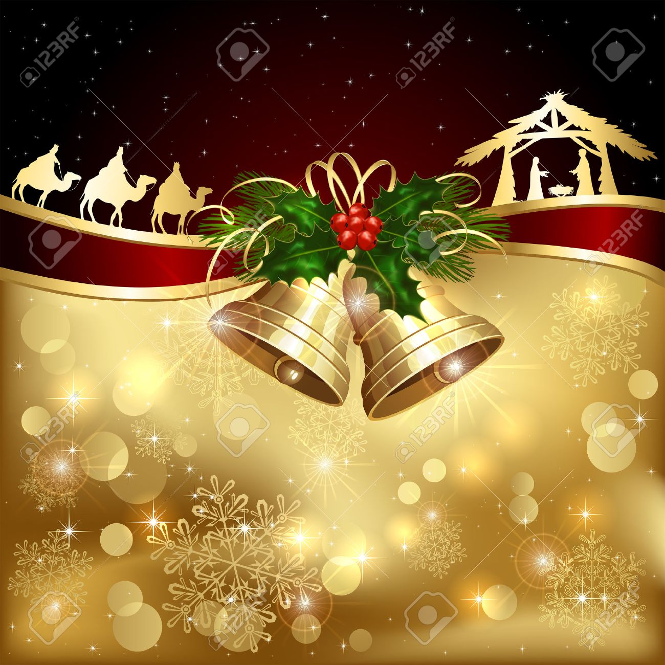 background with golden christmas