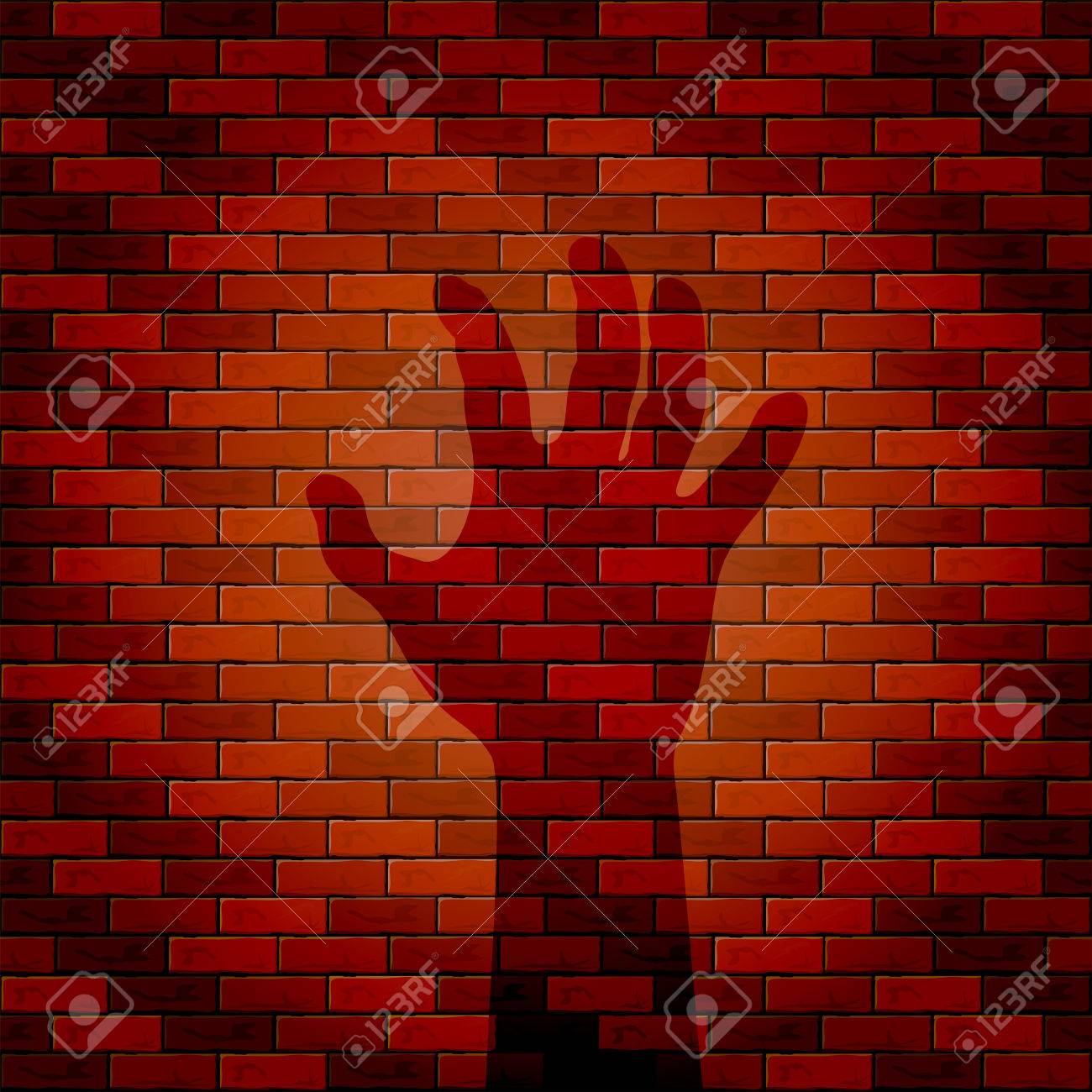 ハロウィン背景イラスト レンガの壁に手の影に のイラスト素材 ベクタ Image