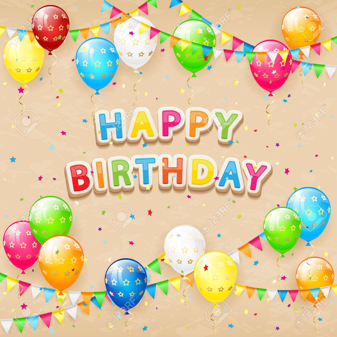 birthday background the inscription happy birthday with flying birthday theme background