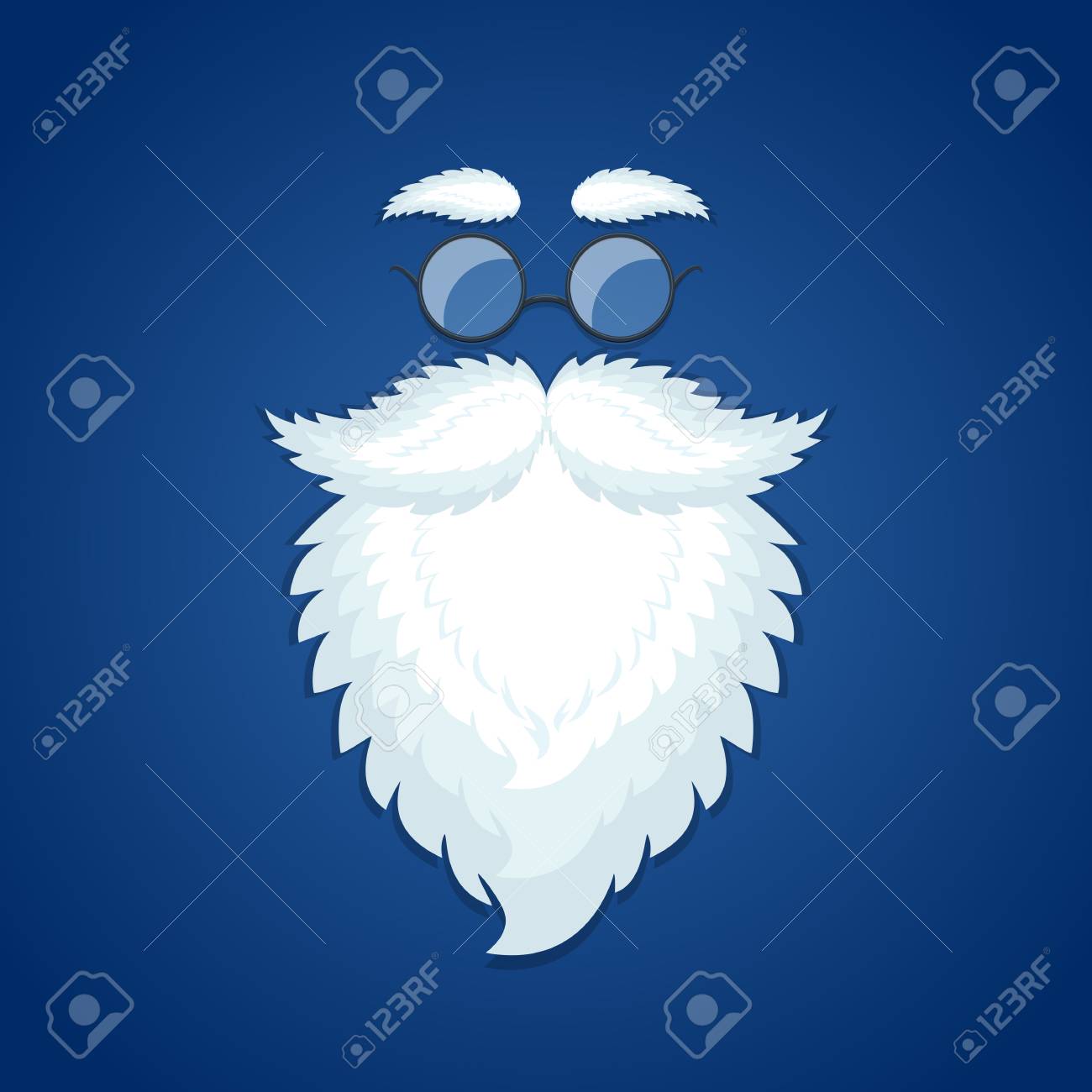 サンタひげとか青いクリスマス背景 イラストのメガネ のイラスト素材 ベクタ Image