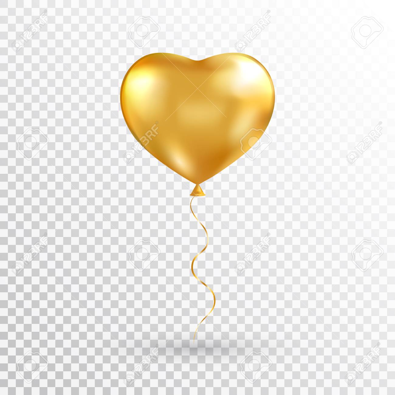 Gold Heart Balloon On Transparent Background. Foil Air Balloon For Party,  Christmas, Birthday, Valentines Day, Womens Day, Wedding, Grand Opening.  Glossy Shine Helium Balloon. Vector Illustration. Royalty Free SVG,  Cliparts, Vectors, and, image size:1300x1300