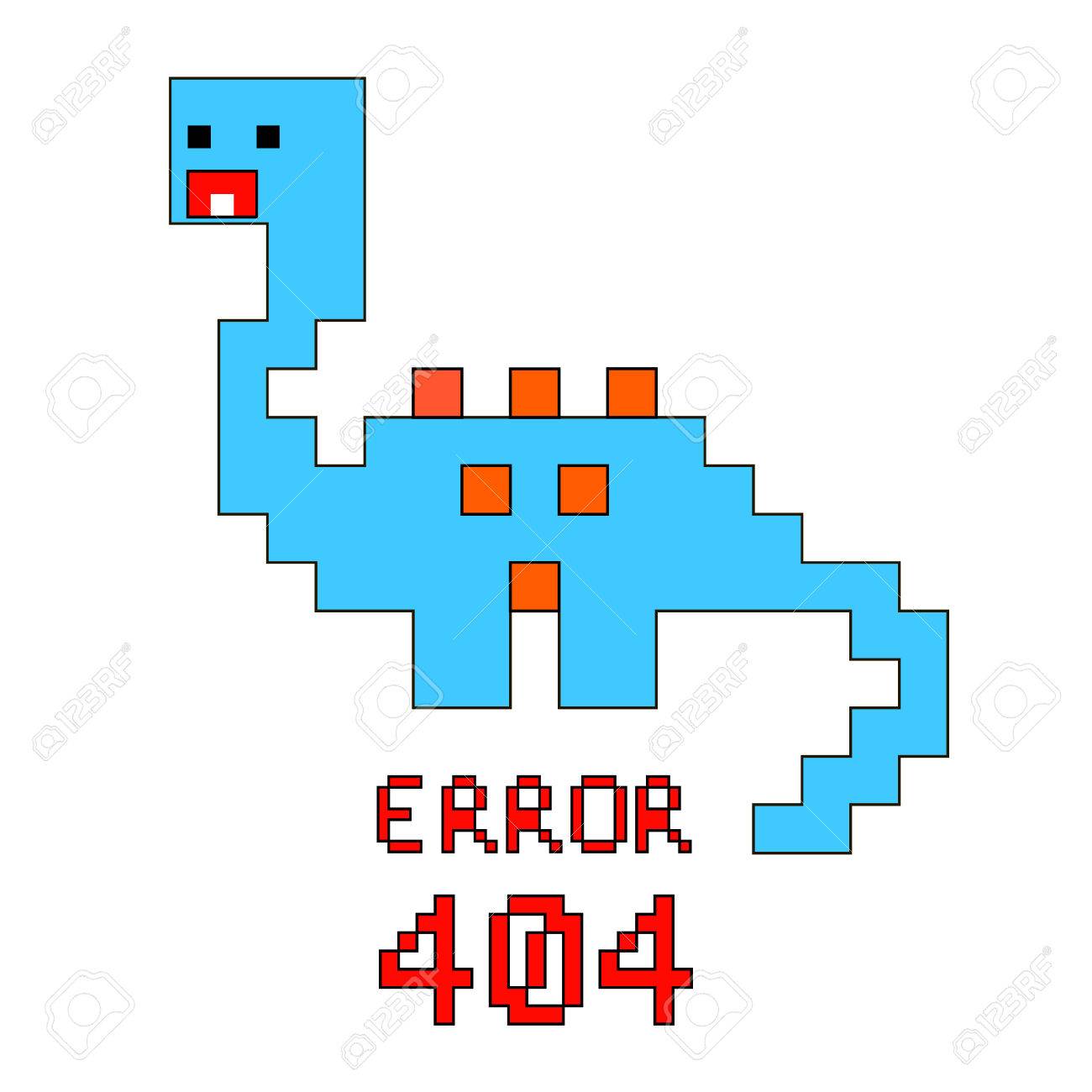 그림 픽셀 아트 8 비트 웹 사이트 페이지를 찾을 수 없습니다. 404 오류 및 흰색 배경에 고립 된 다채로운 공룡 벡터 Eps 10  로열티 무료 사진, 그림, 이미지 그리고 스톡포토그래피. Image 60932231