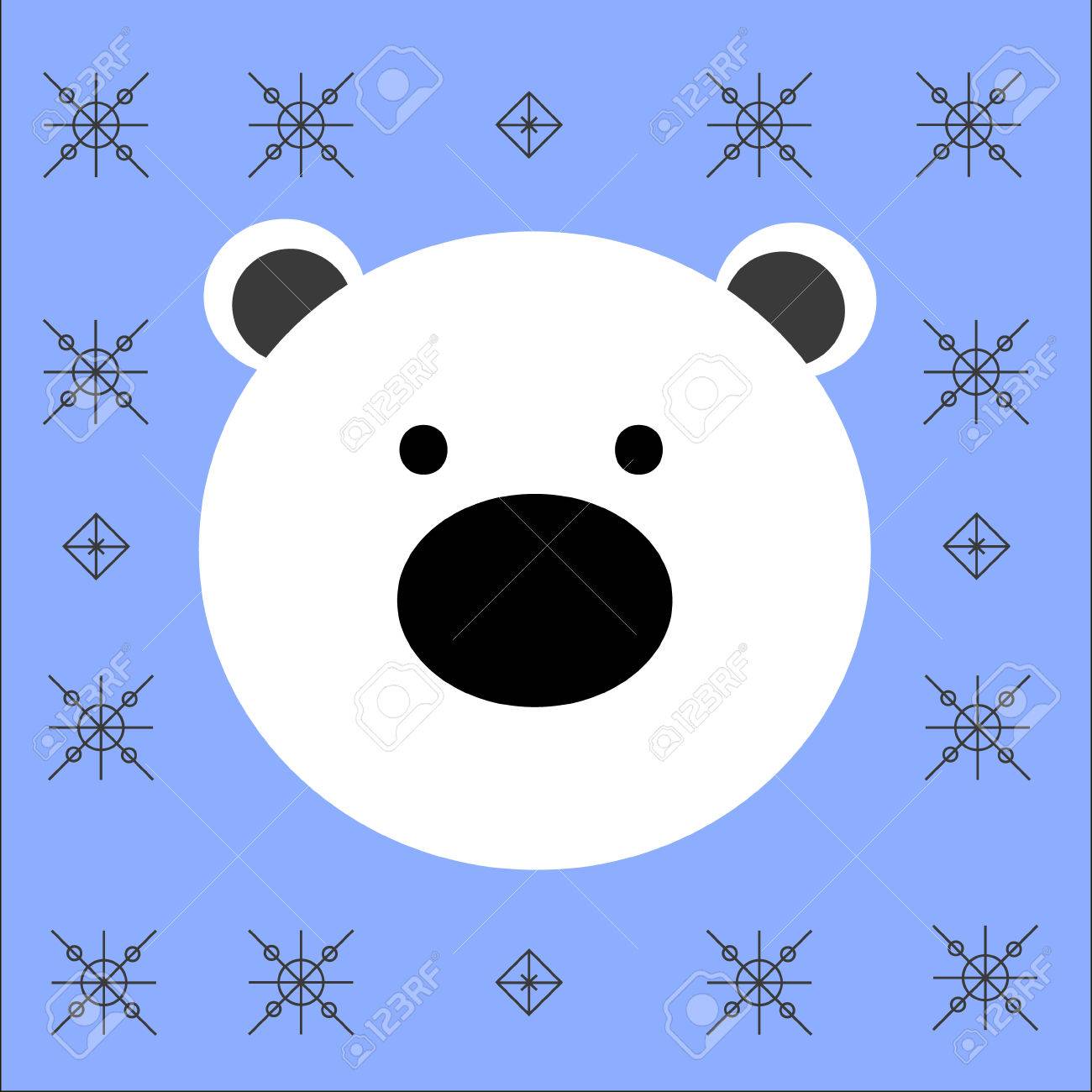 bear flat icon cartoon portrait drawing of polar bear icon face