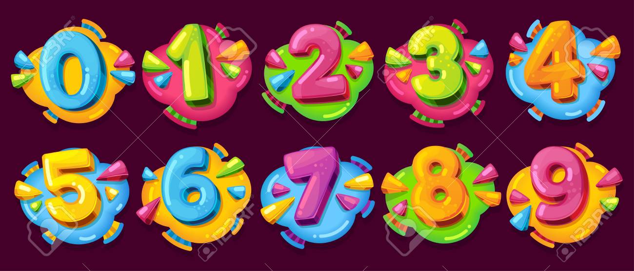 Numeros De Dessins Animes Colores Ensemble De Vecteur D Icones De Bebe A 1 A 9 Chiffres Dans Le Nuage Clip Art Libres De Droits Vecteurs Et Illustration Image