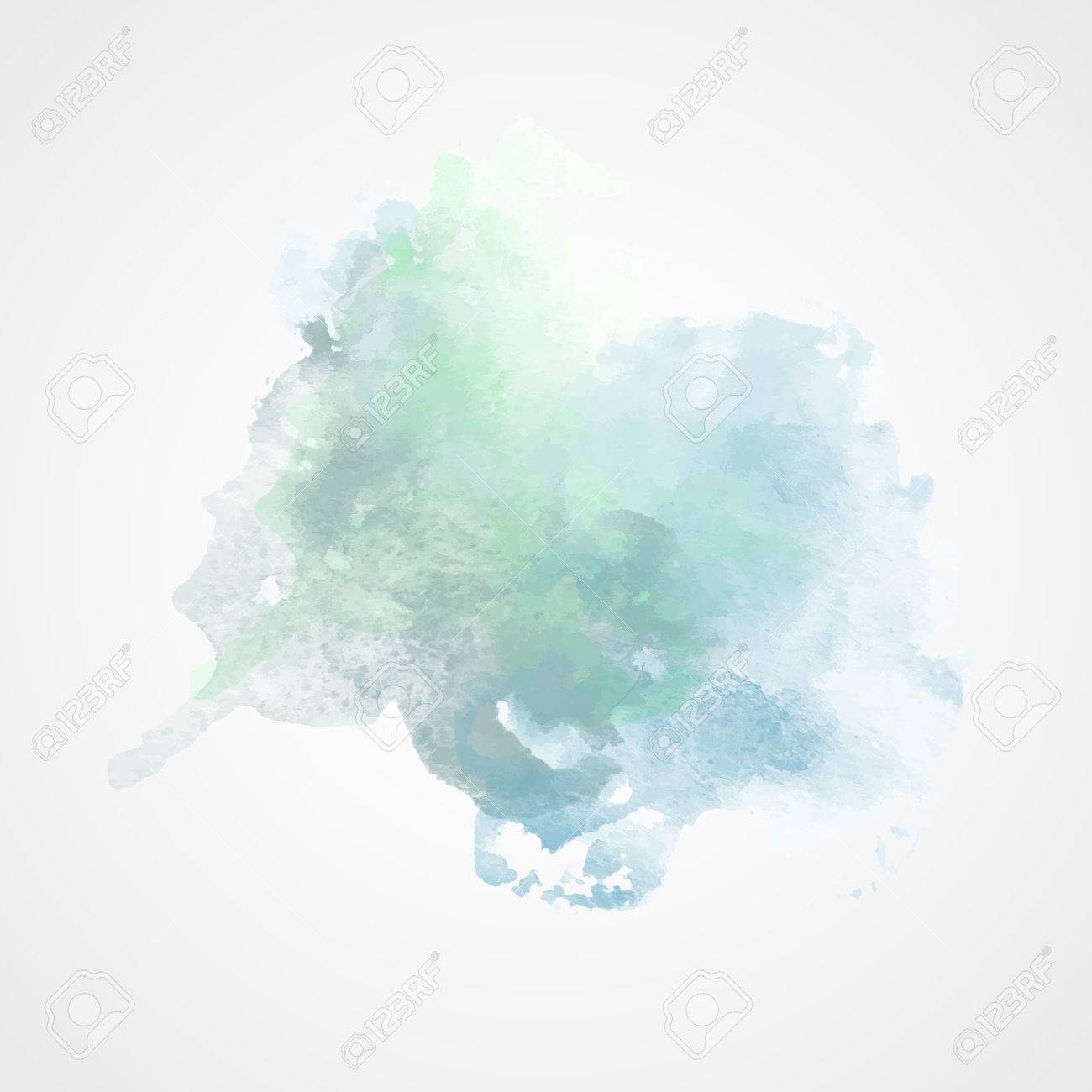 グラデーション効果で水彩のスプラッシュ 明るいカラフルなグランジ Blob ファッション 美容 ポスターおよびバナーのデザイン 緑と青い海の色 のイラスト素材 ベクタ Image