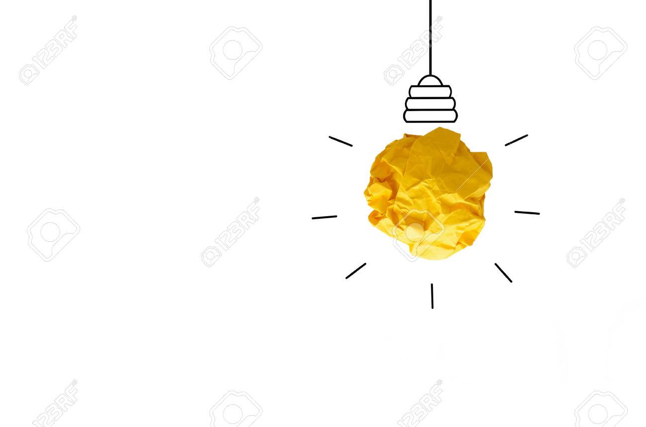 isolate concept crumpled paper light bulb metaphor for good idea