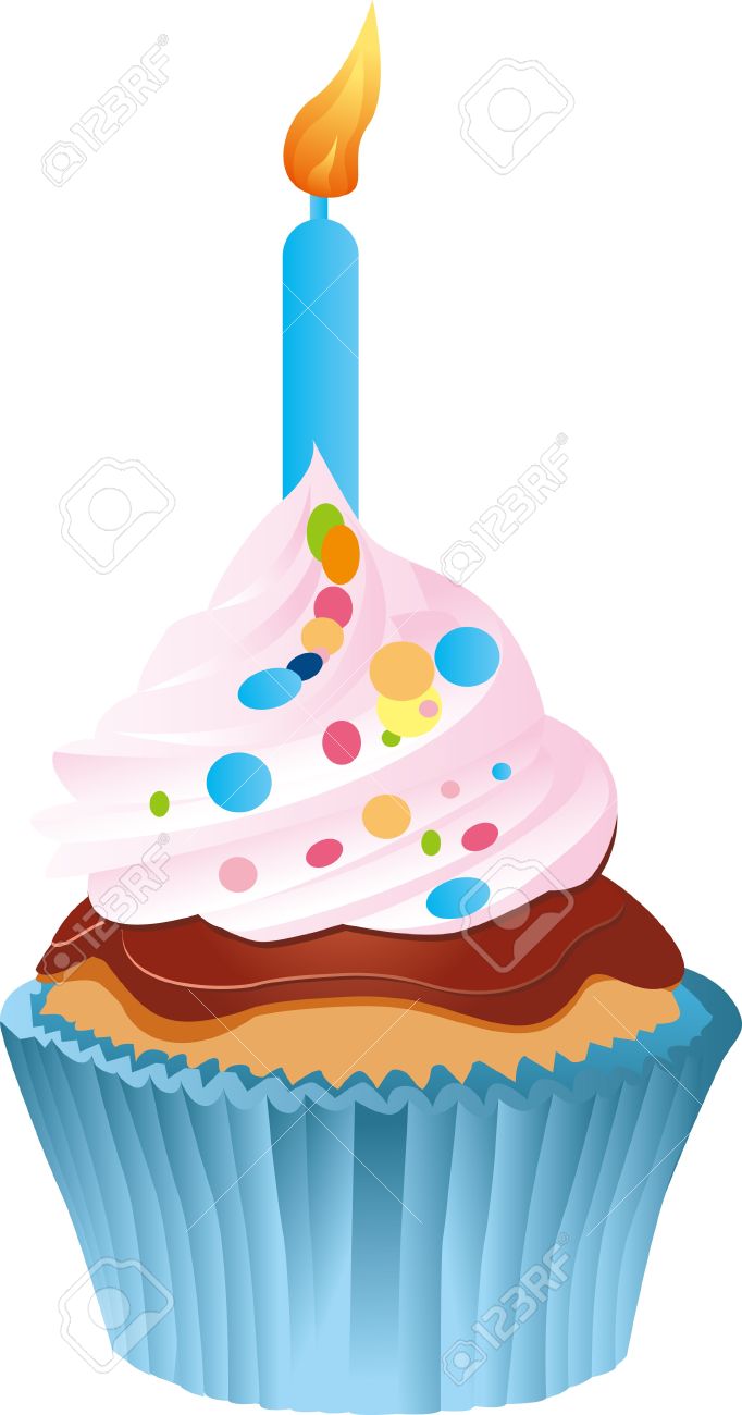 Primer Pastel De Cumpleaños Aislado En Blanco Ilustraciones