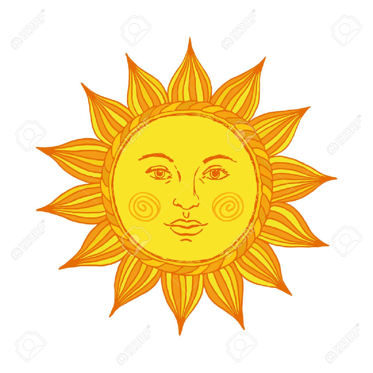 hand drawn sun with face and eyes alchemy medieval occult