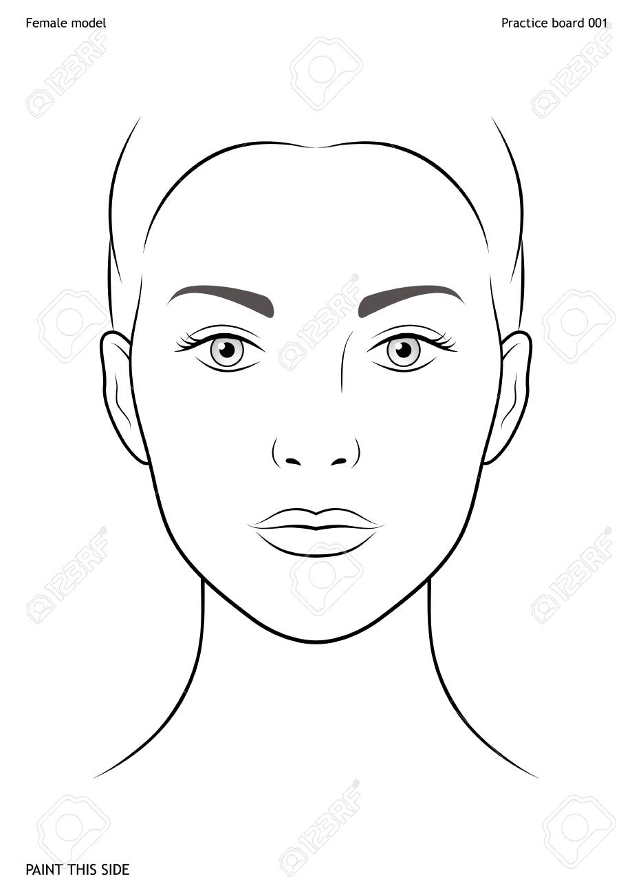 Practice Board For Face Painting Female Face Size A4 Vector Template Royalty Free Cliparts Vectors And Stock Illustration Image 96730357