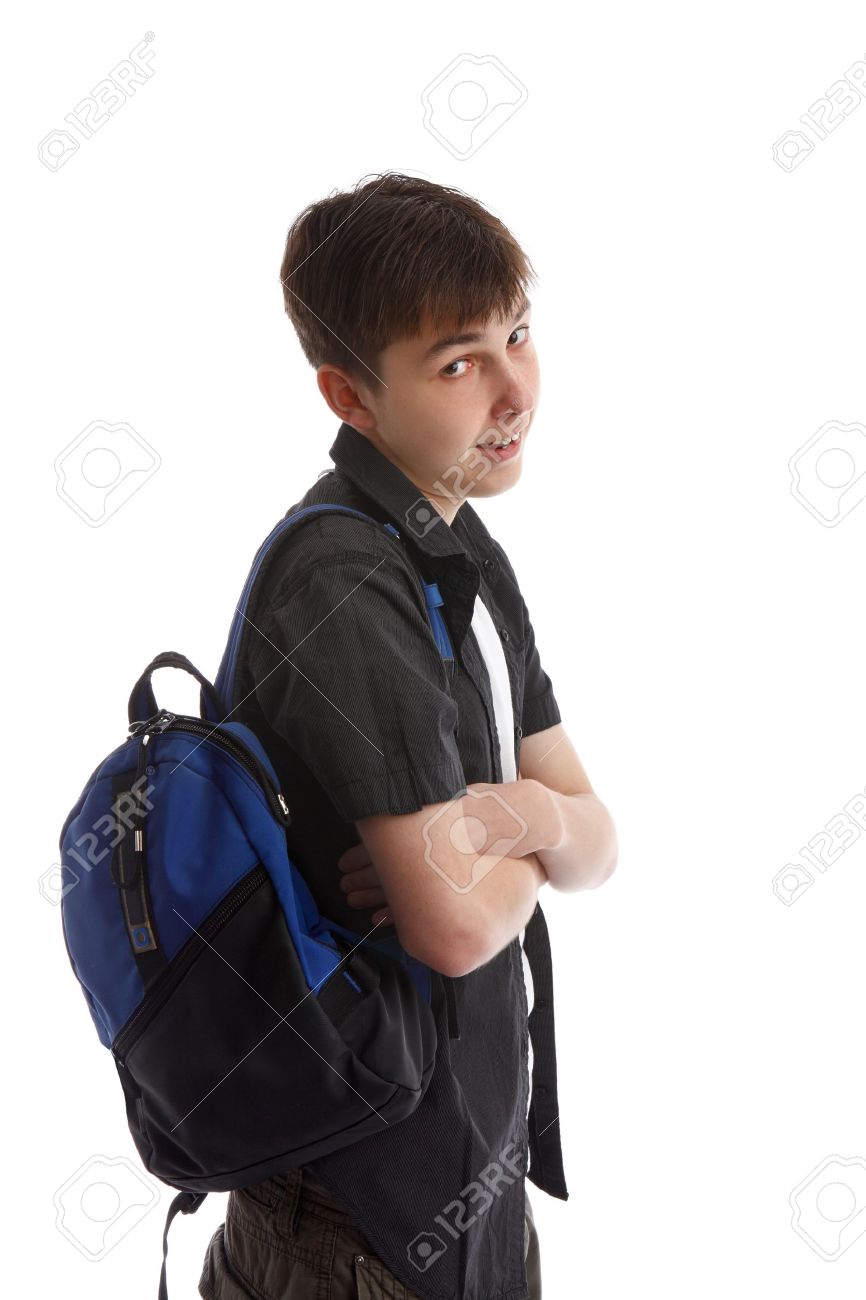 backpack over shoulder
