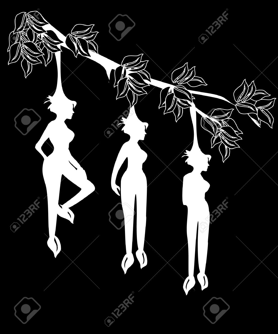 女の子の形をした果実をつける木 このツリー Himmapan 神秘的な森林で成長 女性の果実 のイラスト素材 ベクタ Image