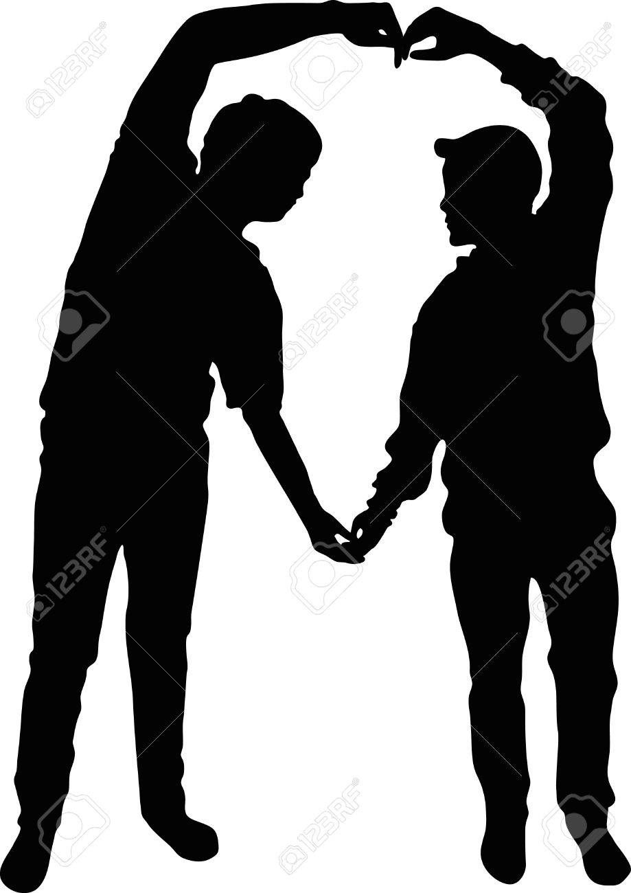 Full Length Of Silhouette Vector Young Couple Making Heart Shape Royalty Free Cliparts Vectors And Stock Illustration Image