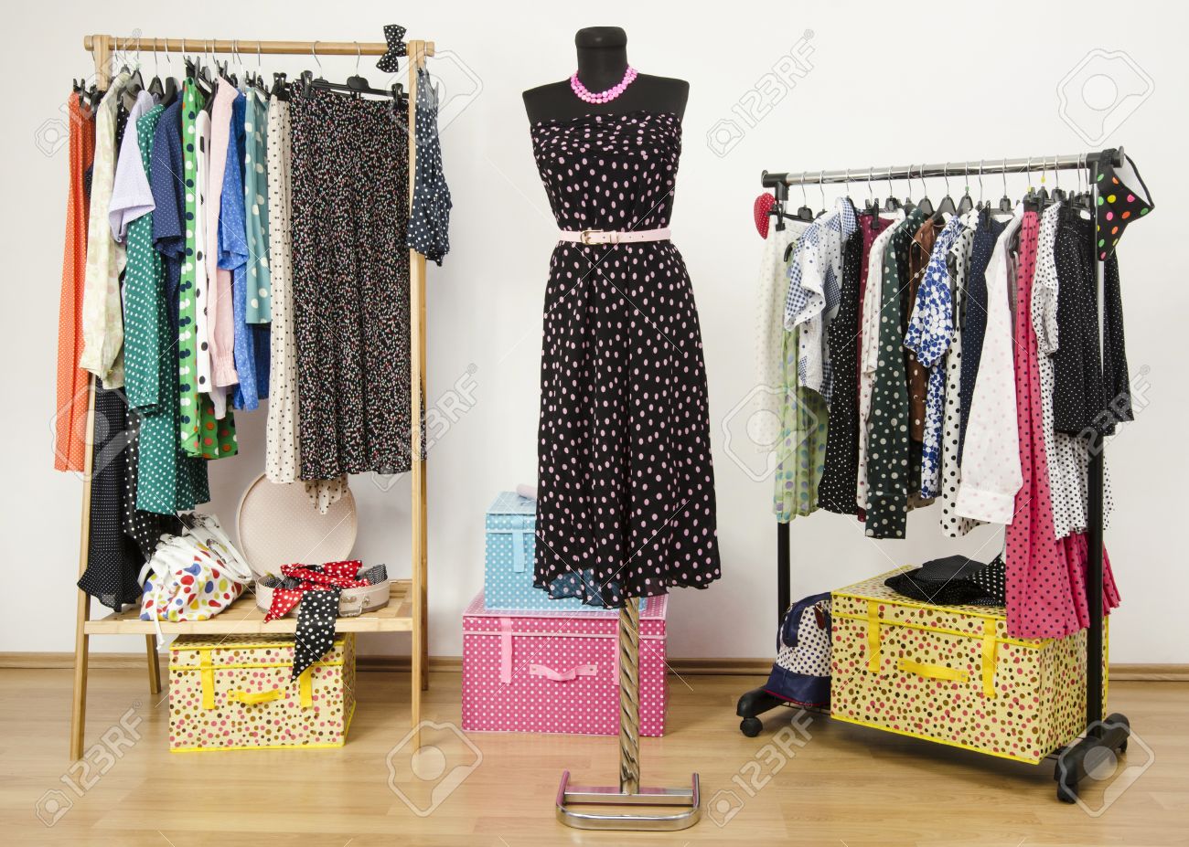 closet polka dot dress