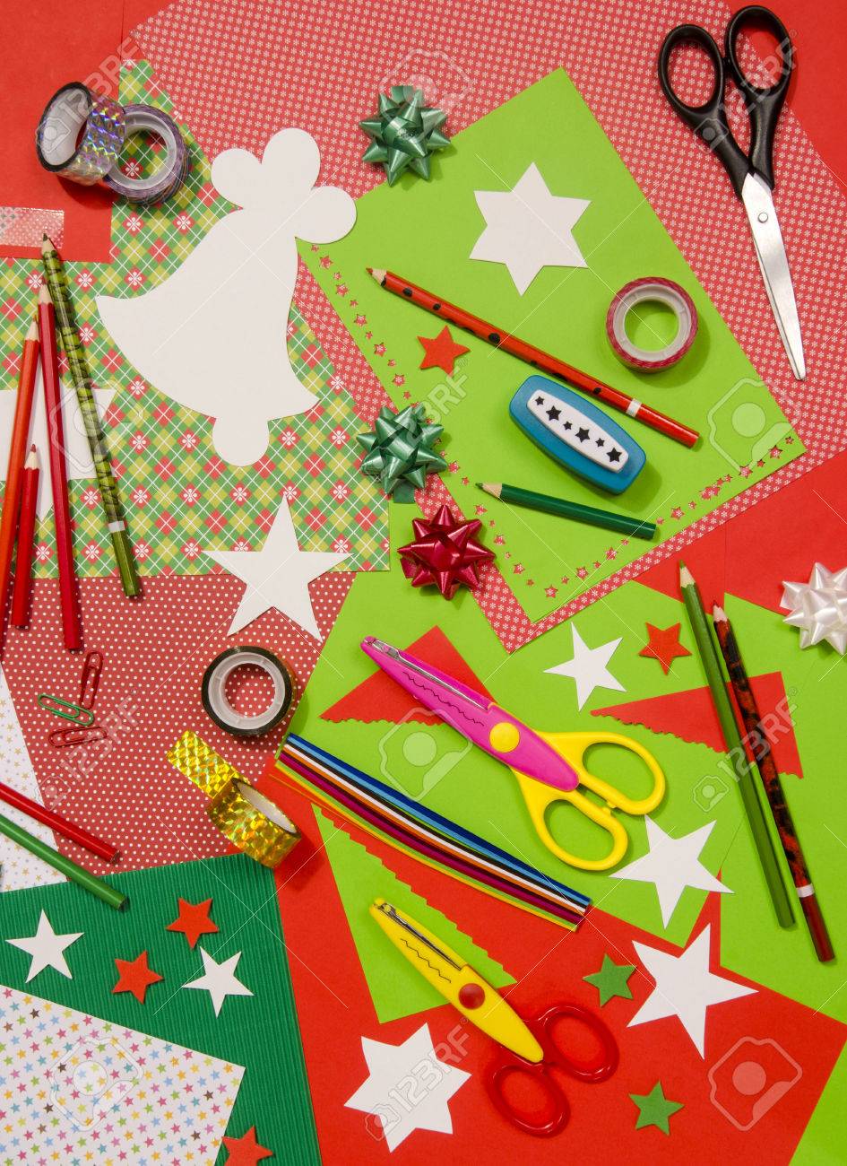 Download Arts And Craft Supplies For Christmas Red And Green Color Paper Stock Photo Picture And Royalty Free Image Image 50240143 PSD Mockup Templates