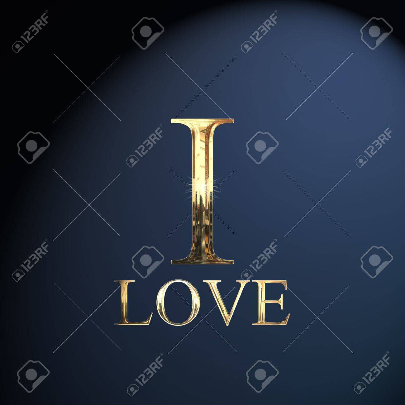 Word の青色の背景に愛金アルファベット文字 の写真素材 画像素材 Image