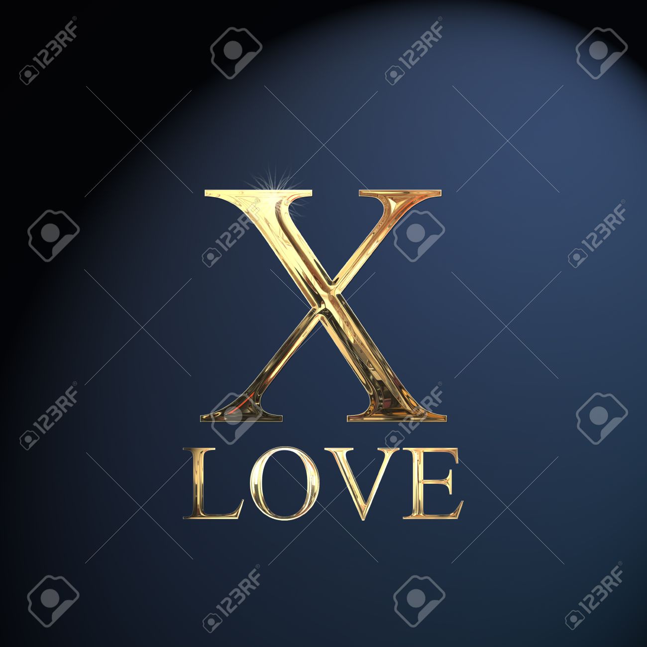 Gold Alphabet Letter X Word Love On A Blue Background Stock Photo Picture And Royalty Free Image Image